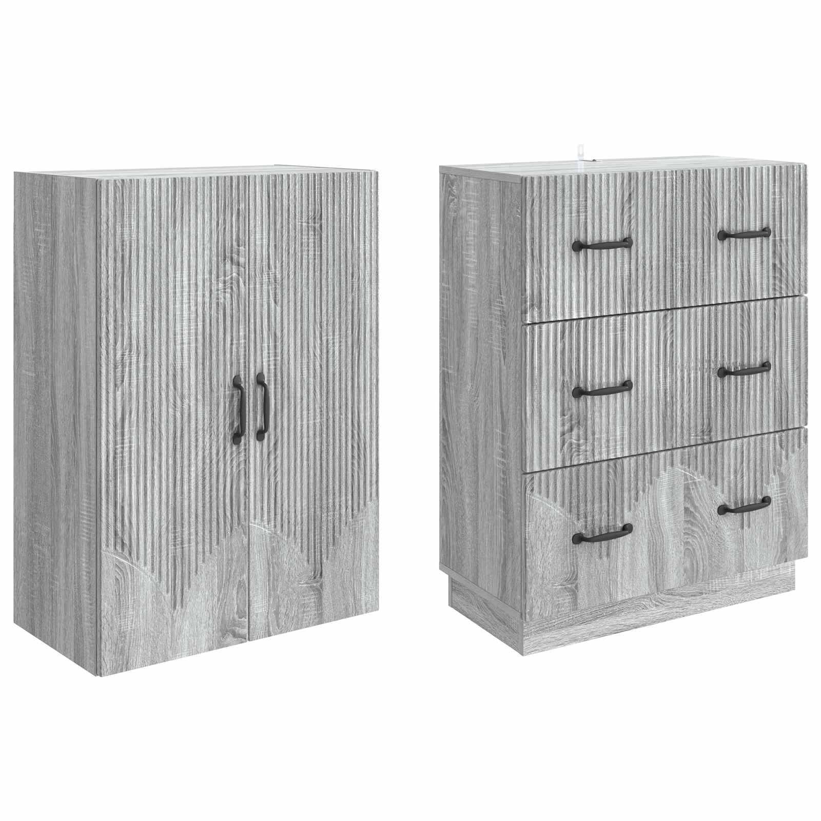 vidaXL Schrankset 2 pcs Grau Sonoma 66 x 34,5 x 87 cm Holzwerkstoff