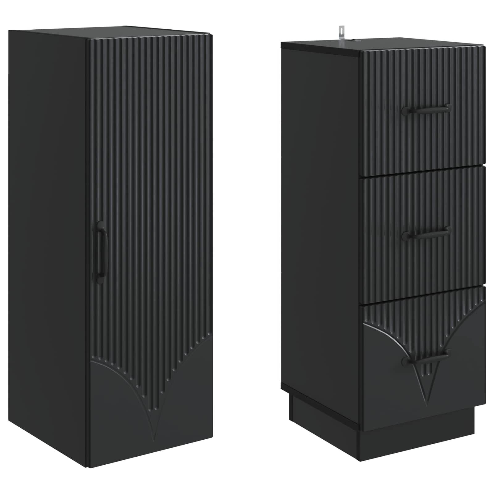 vidaXL Schrankset 2 pcs Schwarz 33 x 34,5 x 87 cm Holzwerkstoff