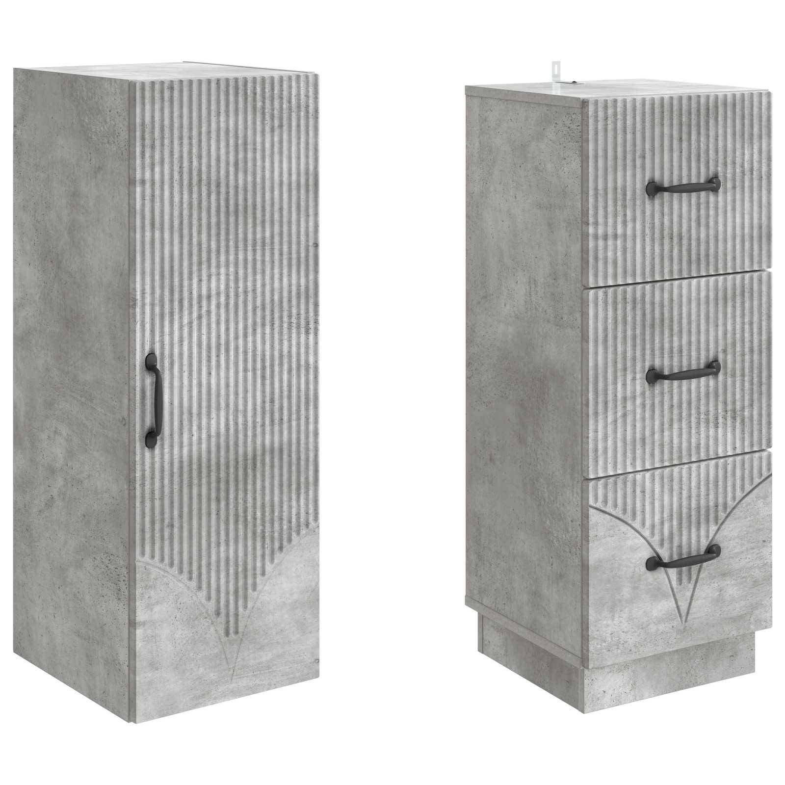 vidaXL Schrankset 2 pcs Betongrau 33 x 34,5 x 87 cm Holzwerkstoff