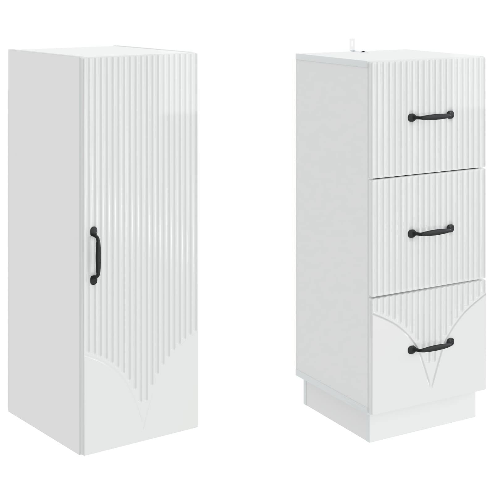 vidaXL Schrankset 2 pcs Hochglanz Weiß 33 x 34,5 x 87 cm Holzwerkstoff