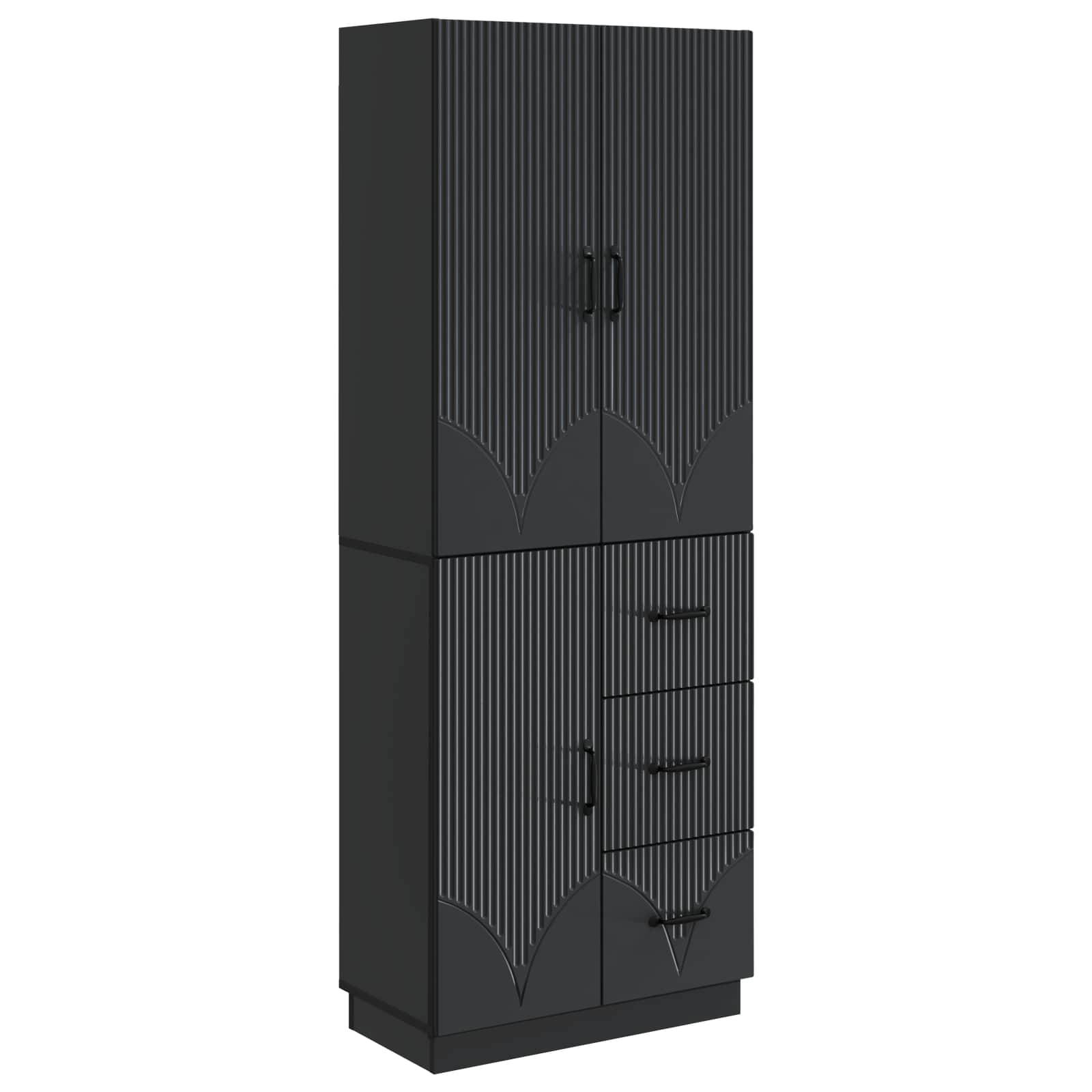 vidaXL Schrankset 2 pcs Schwarz Holzwerkstoff
