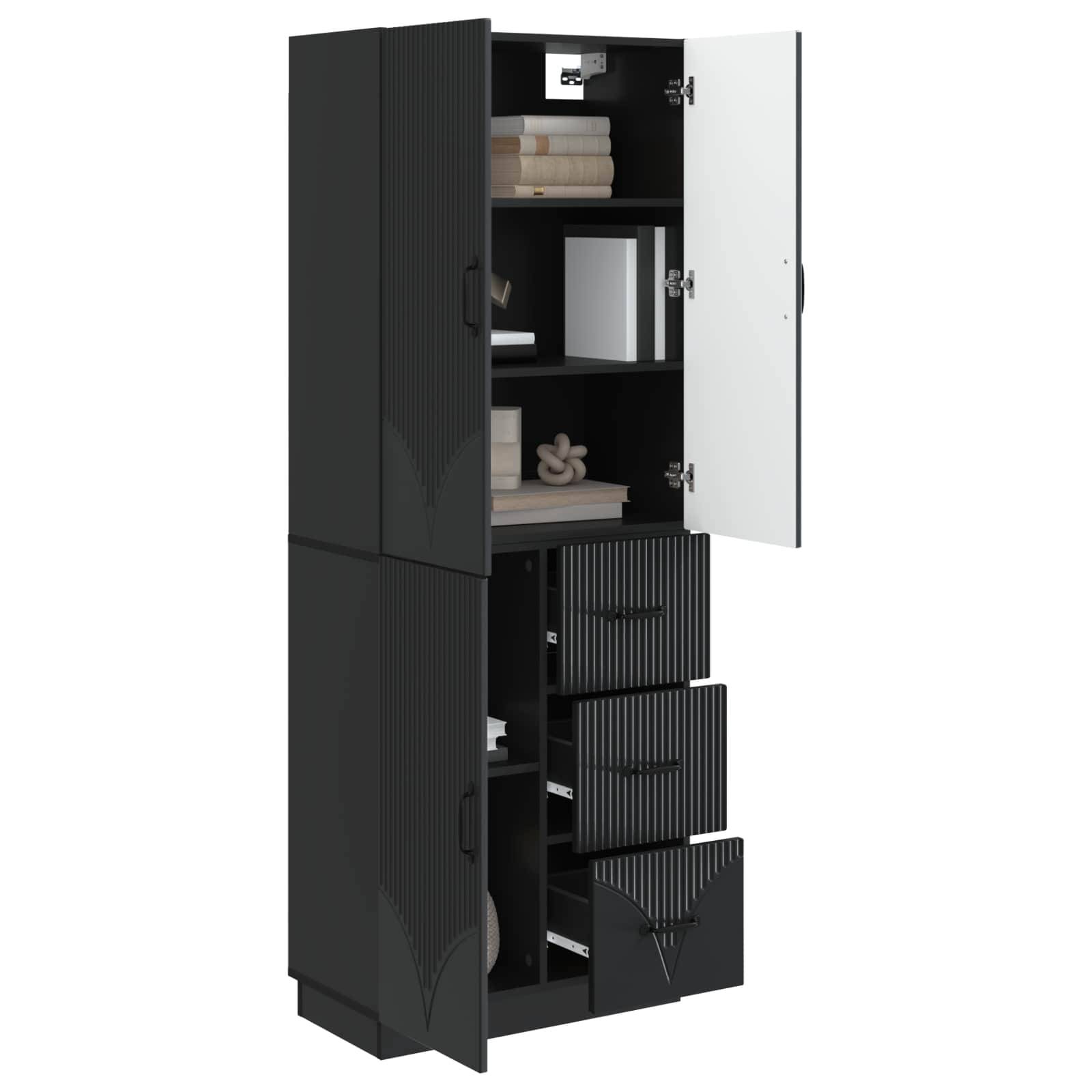 vidaXL Schrankset 2 pcs Schwarz Holzwerkstoff