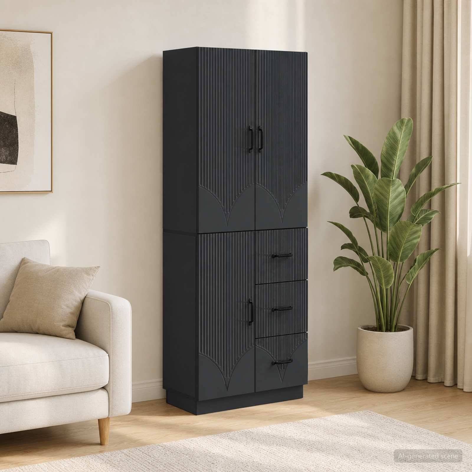 vidaXL Schrankset 2 pcs Schwarz Holzwerkstoff