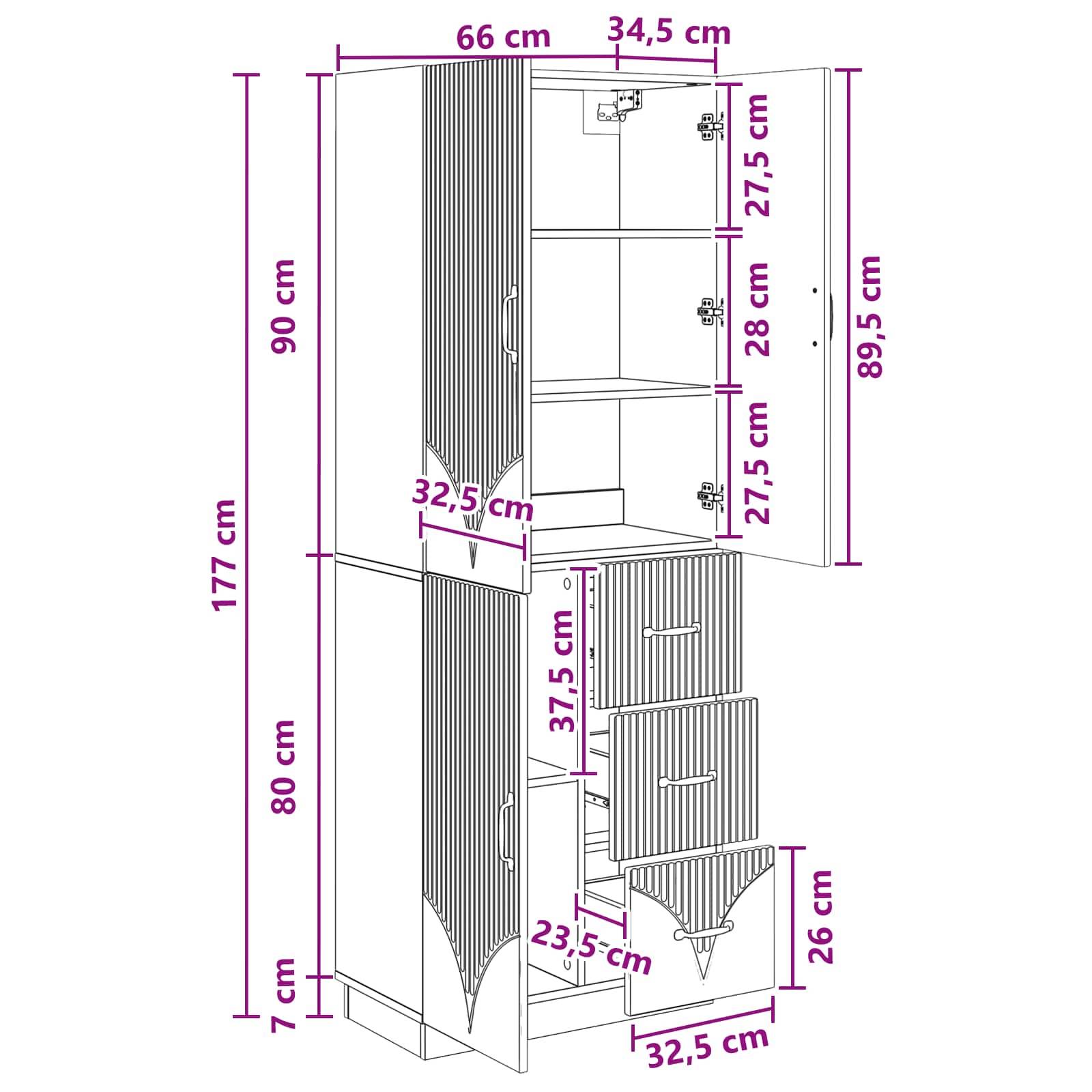 vidaXL Schrankset 2 pcs Schwarz Holzwerkstoff