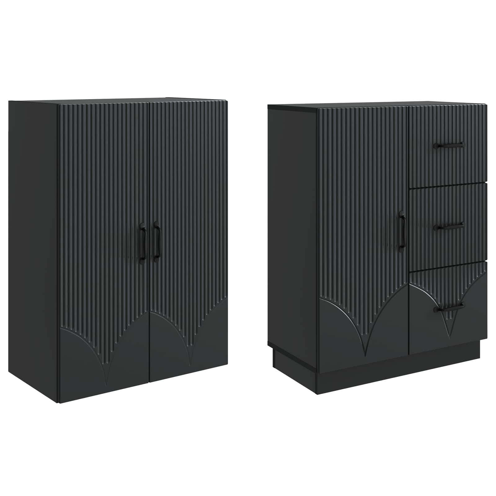 vidaXL Schrankset 2 pcs Schwarz Holzwerkstoff