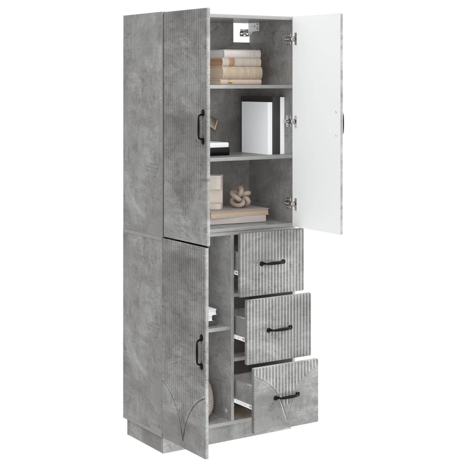 vidaXL Schrankset 2 pcs Betongrau Holzwerkstoff