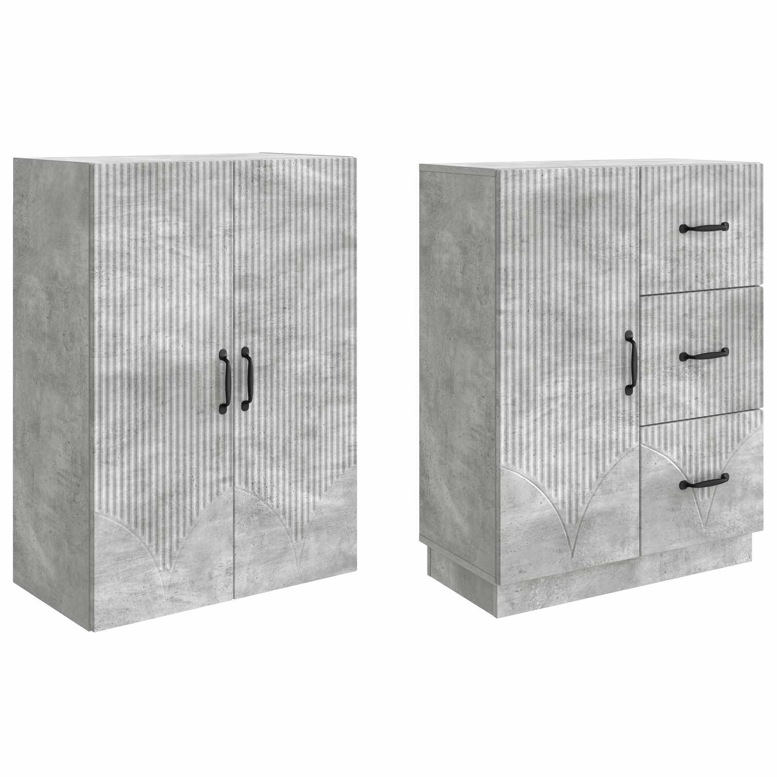 vidaXL Schrankset 2 pcs Betongrau Holzwerkstoff