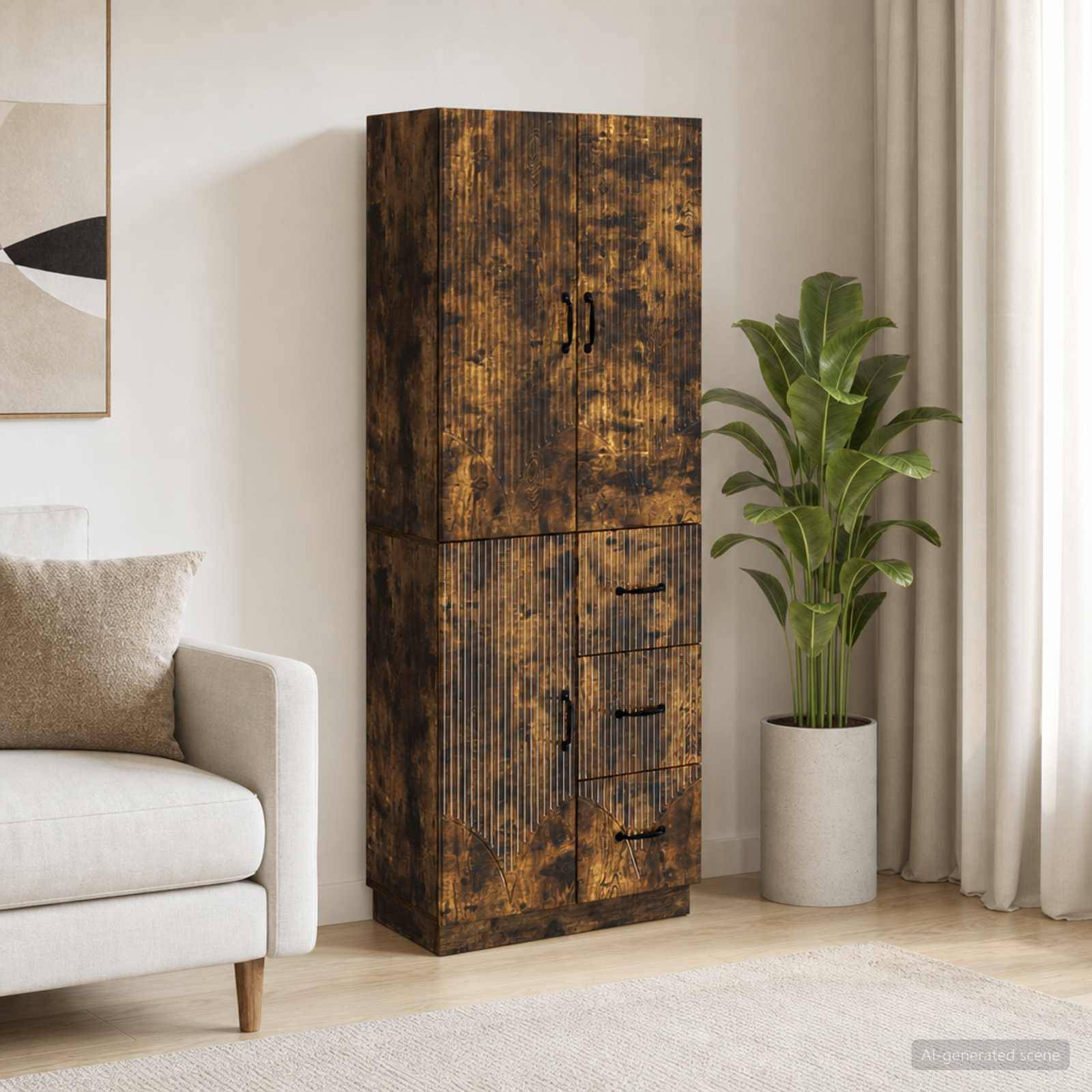 vidaXL Schrankset 2 pcs Geräucherte Eiche Holzwerkstoff