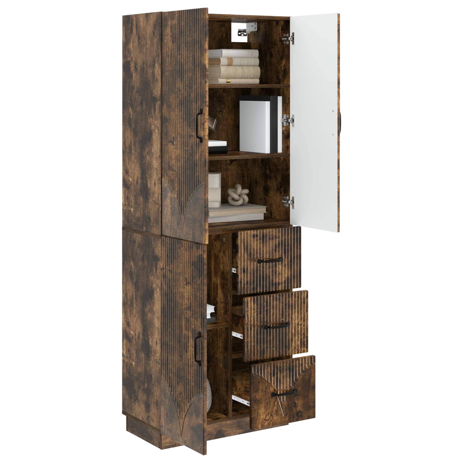 vidaXL Schrankset 2 pcs Geräucherte Eiche Holzwerkstoff