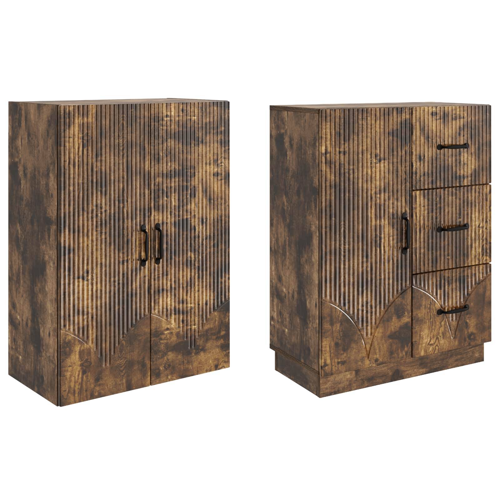 vidaXL Schrankset 2 pcs Geräucherte Eiche Holzwerkstoff