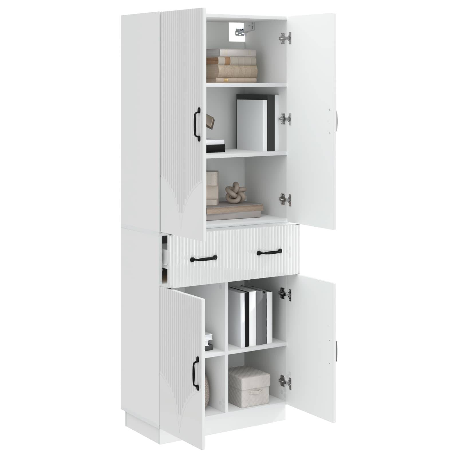 vidaXL Schrankset 2 pcs Hochglanz Weiß Holzwerkstoff