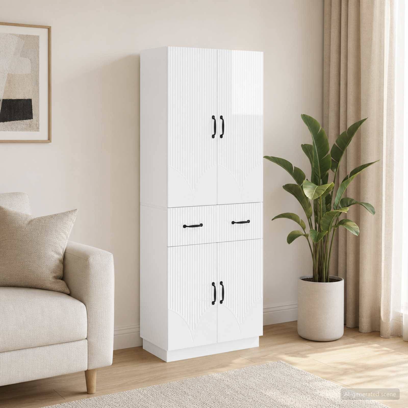 vidaXL Schrankset 2 pcs Hochglanz Weiß Holzwerkstoff