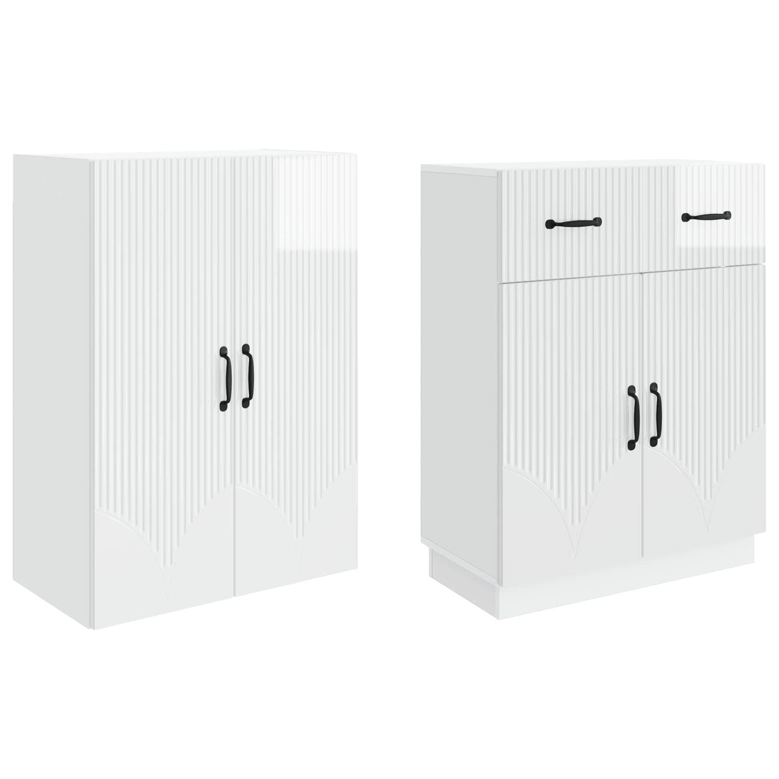 vidaXL Schrankset 2 pcs Hochglanz Weiß Holzwerkstoff