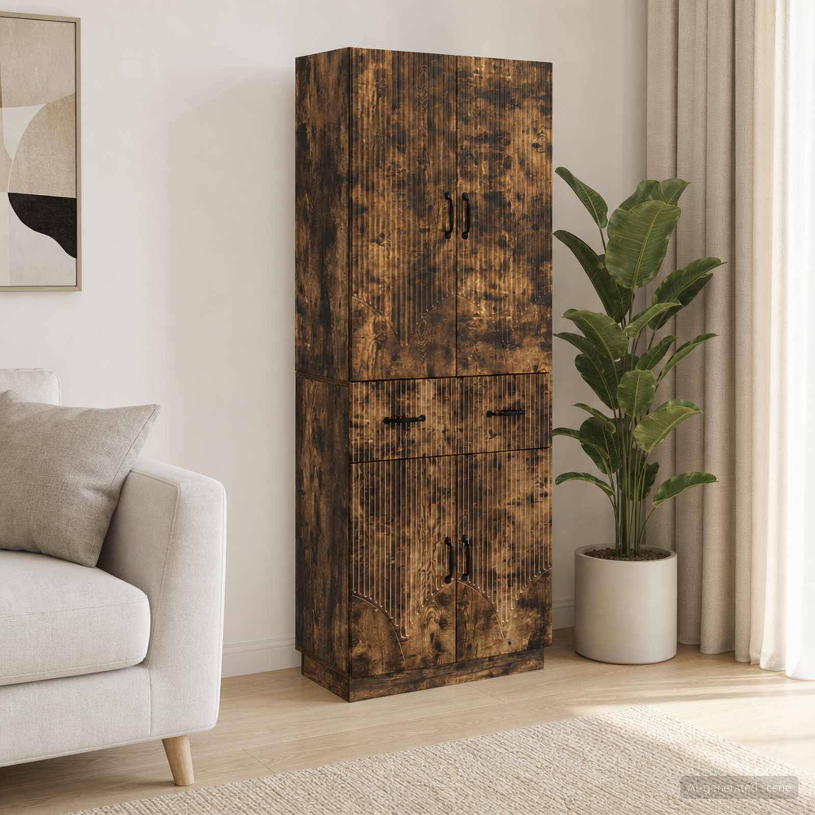 vidaXL Schrankset 2 pcs Geräucherte Eiche Holzwerkstoff