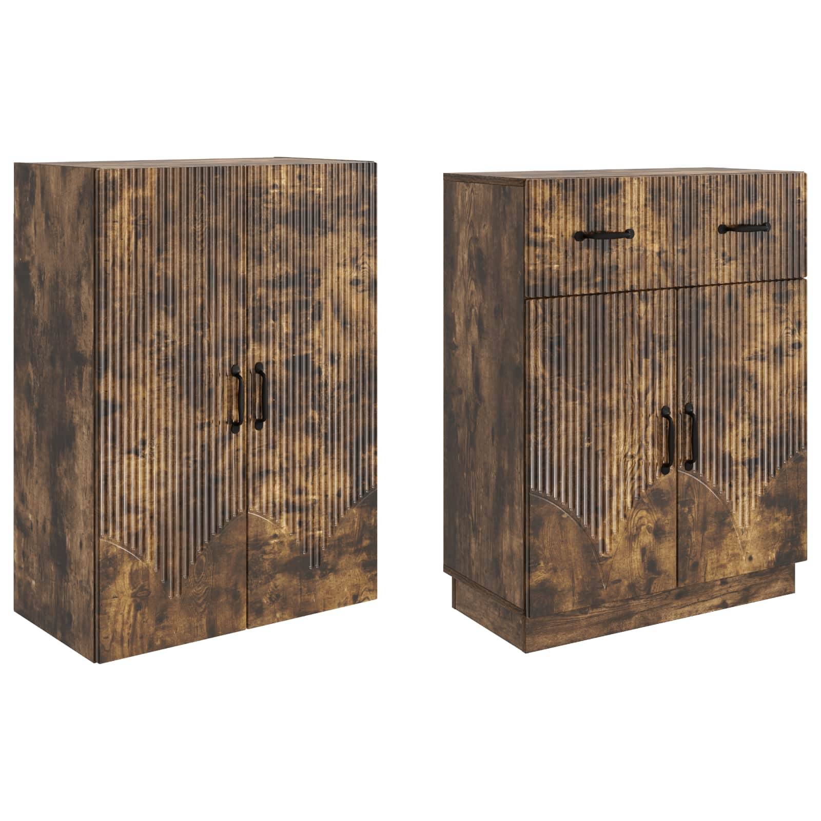 vidaXL Schrankset 2 pcs Geräucherte Eiche Holzwerkstoff