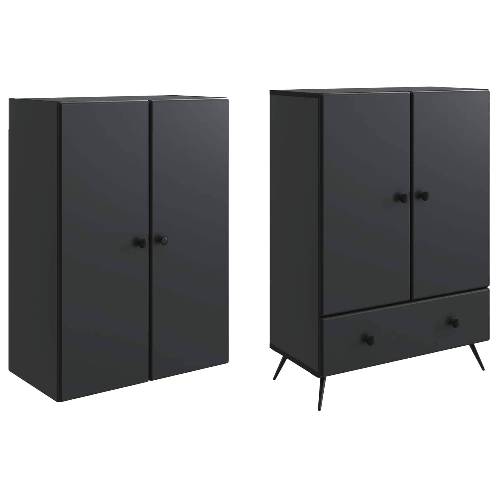 vidaXL Schrankset 2 pcs Schwarz Holzwerkstoff