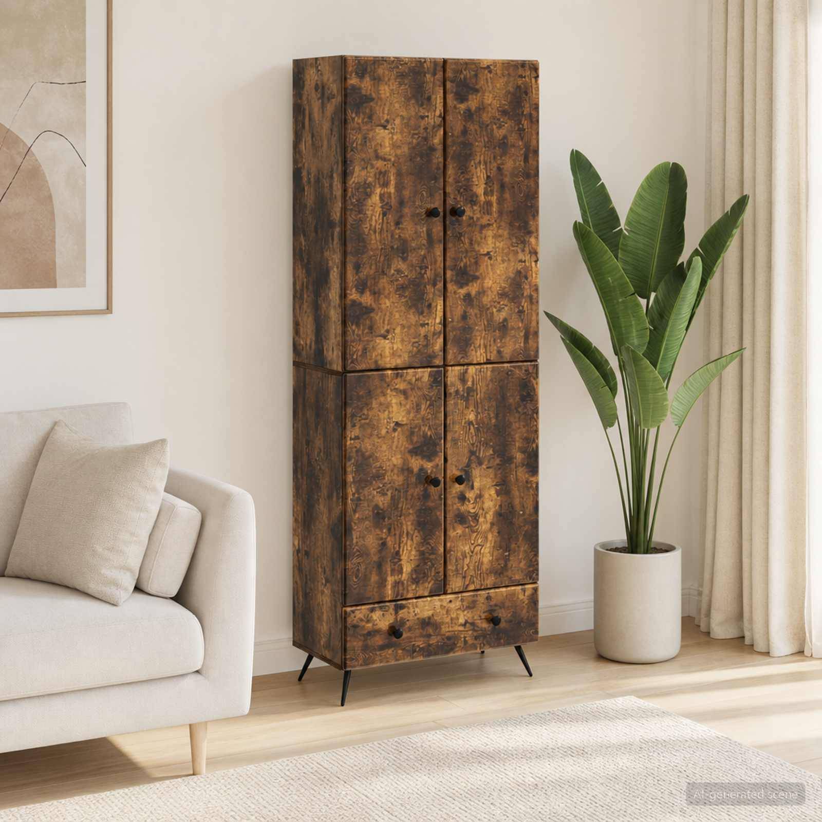 vidaXL Schrankset 2 pcs Geräucherte Eiche Holzwerkstoff