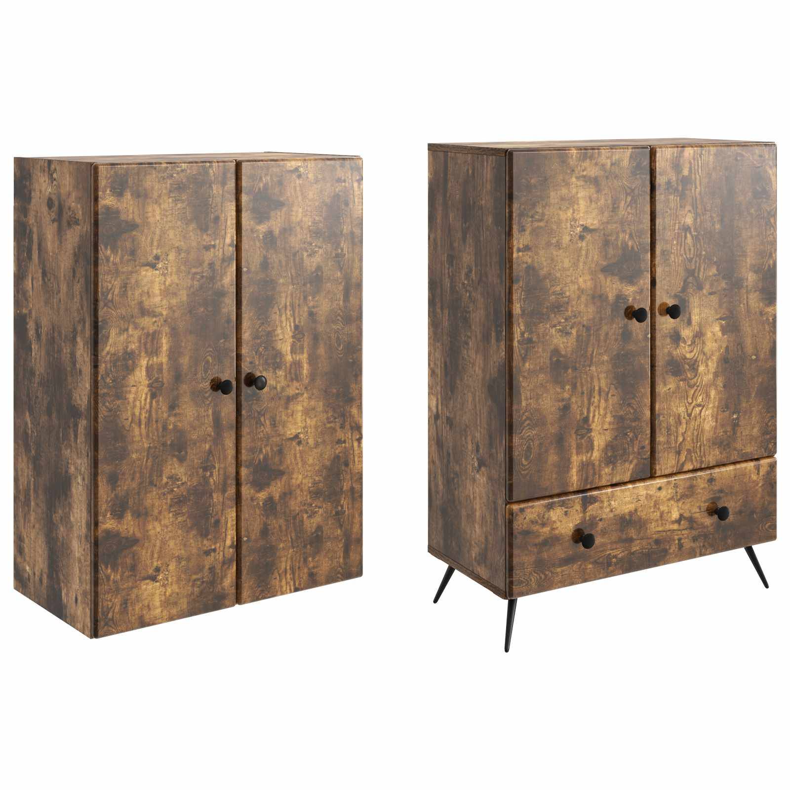 vidaXL Schrankset 2 pcs Geräucherte Eiche Holzwerkstoff