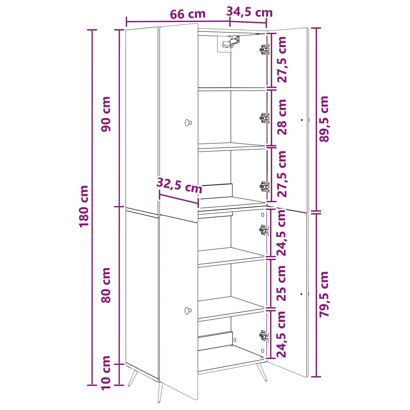 vidaXL Schrankset 2 pcs Geräucherte Eiche Holzwerkstoff