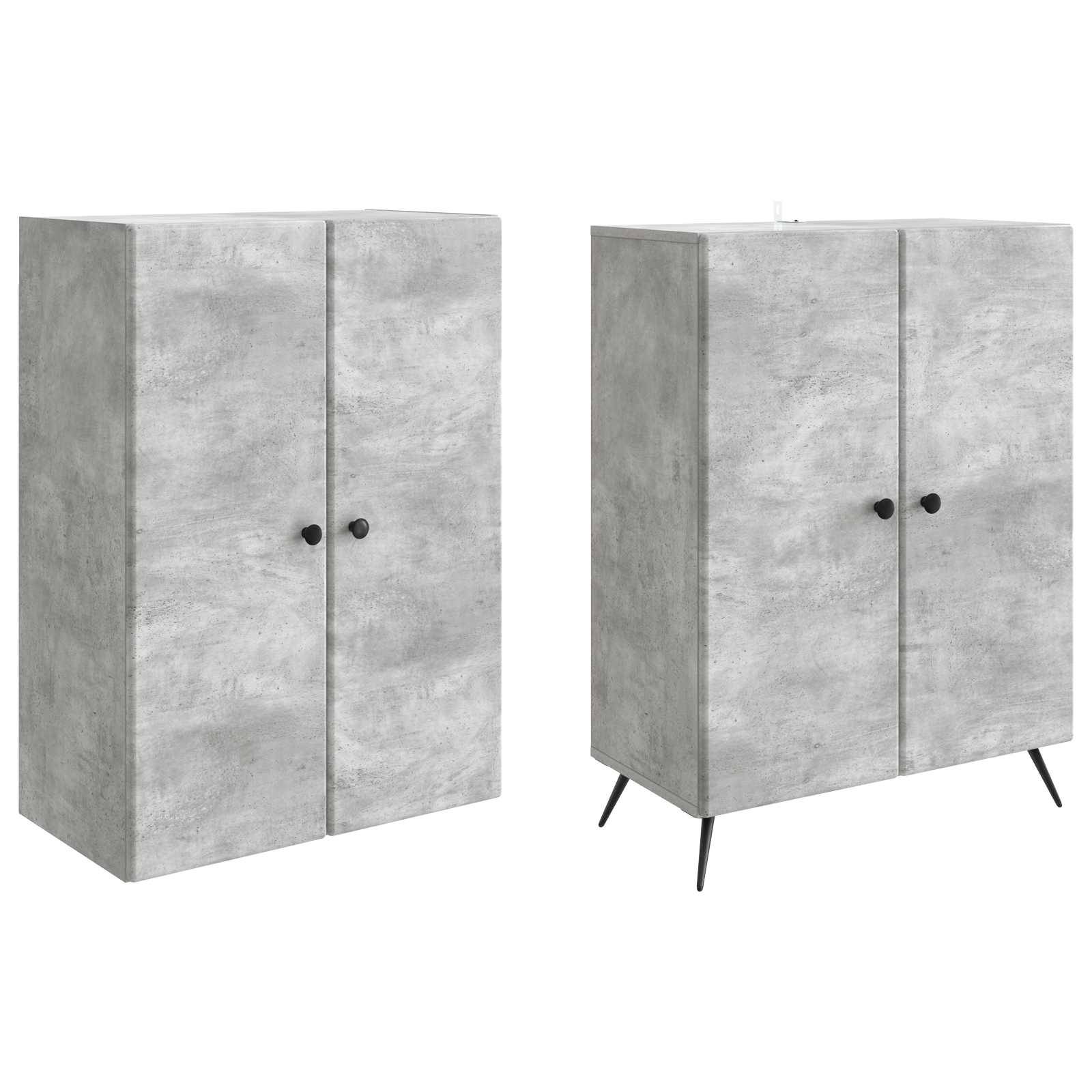 vidaXL Schrankset 2 pcs Betongrau Holzwerkstoff