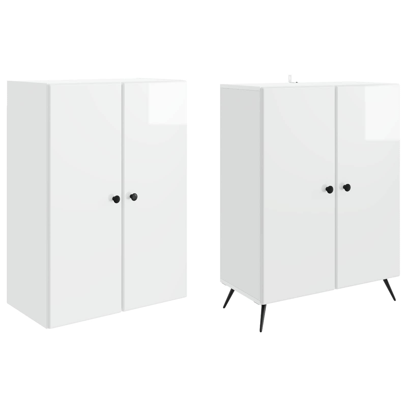 vidaXL Schrankset 2 pcs Hochglanz Weiß Holzwerkstoff
