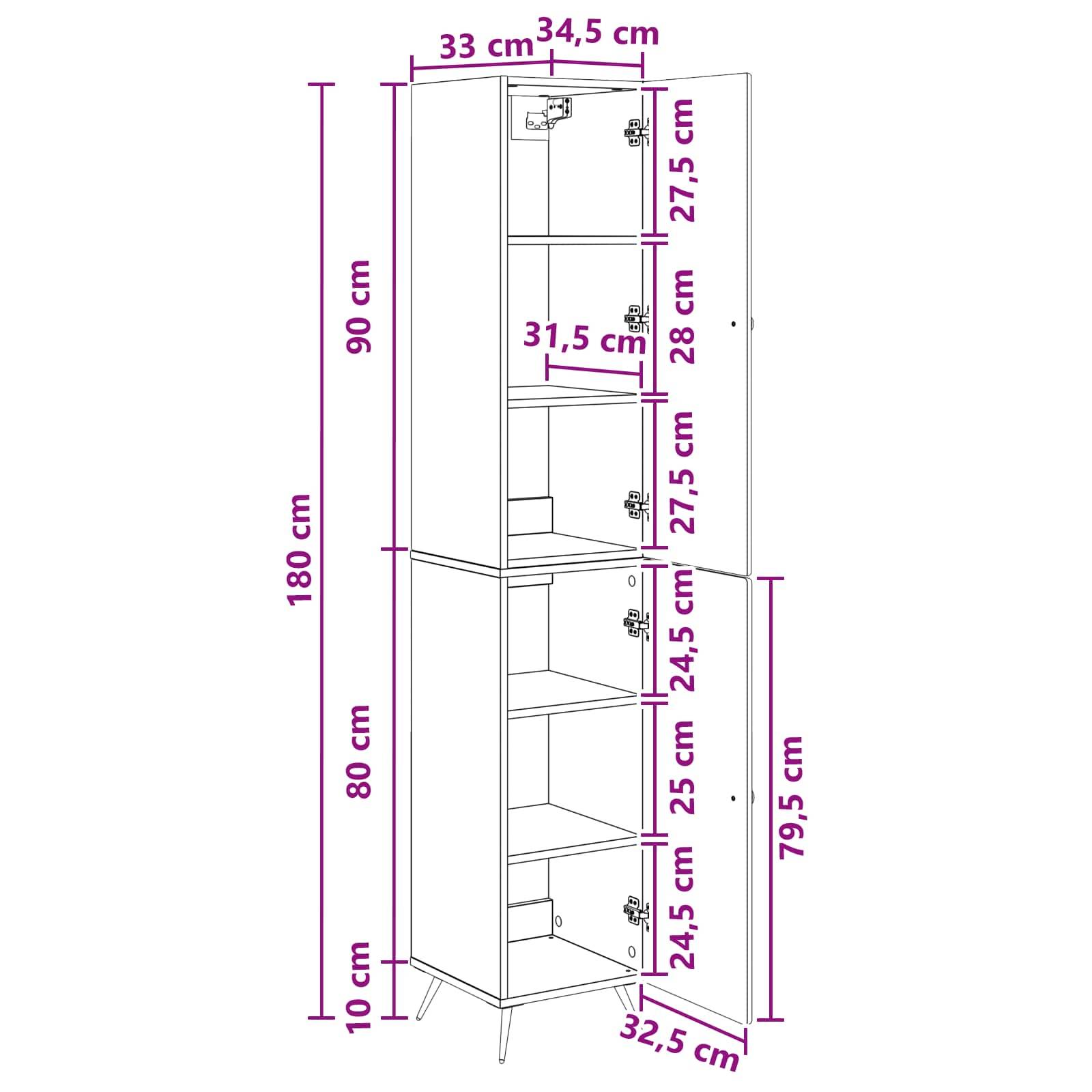 vidaXL Schrankset 2 pcs Hochglanz Weiß Holzwerkstoff