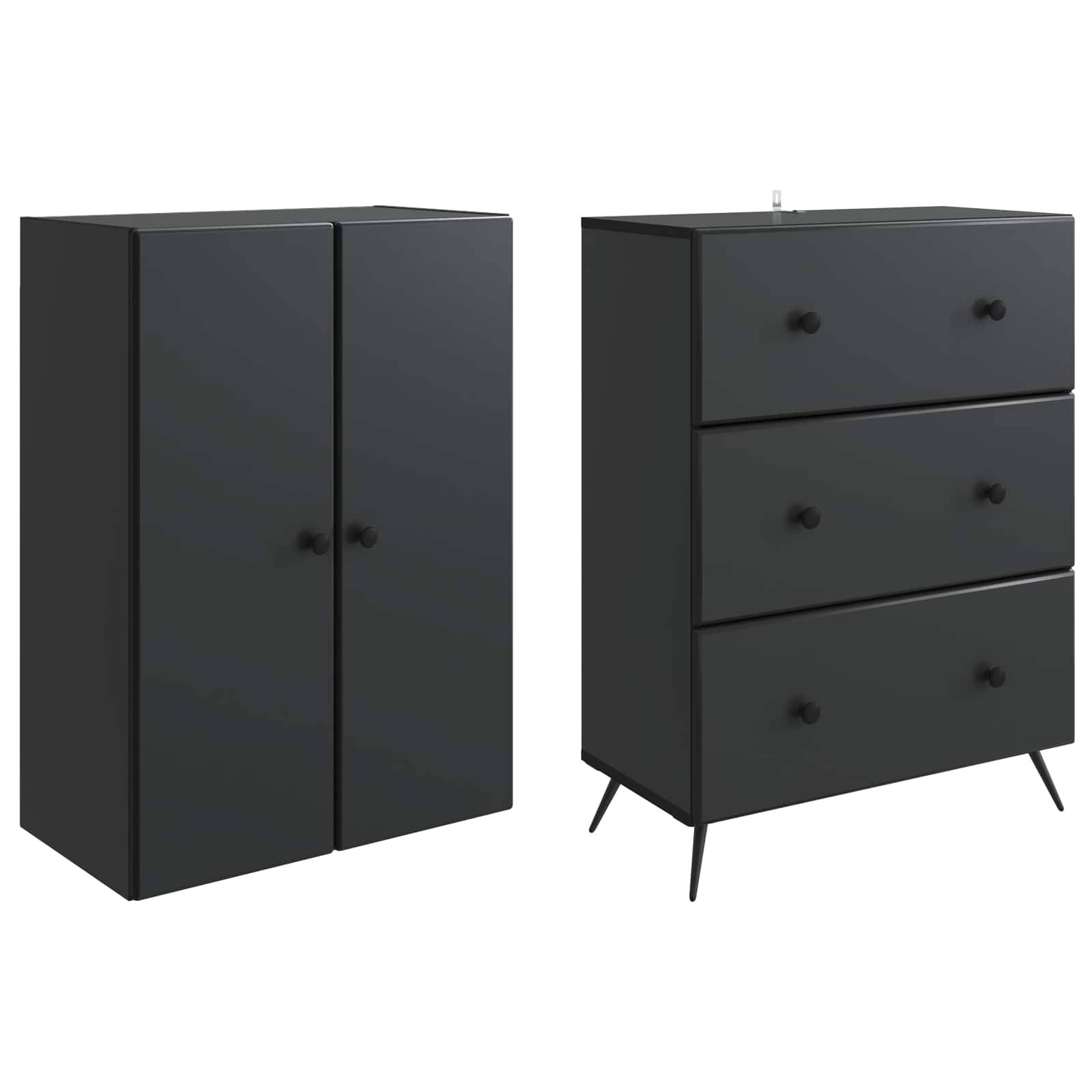 vidaXL Schrankset 2 pcs Schwarz 66 x 34,5 x 90 cm Holzwerkstoff