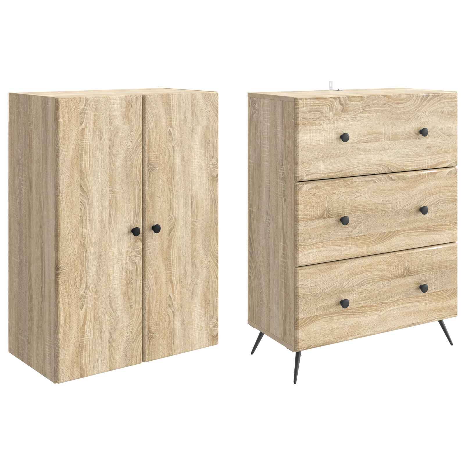 vidaXL Schrankset 2 pcs Sonoma-Eiche 66 x 34,5 x 90 cm Holzwerkstoff