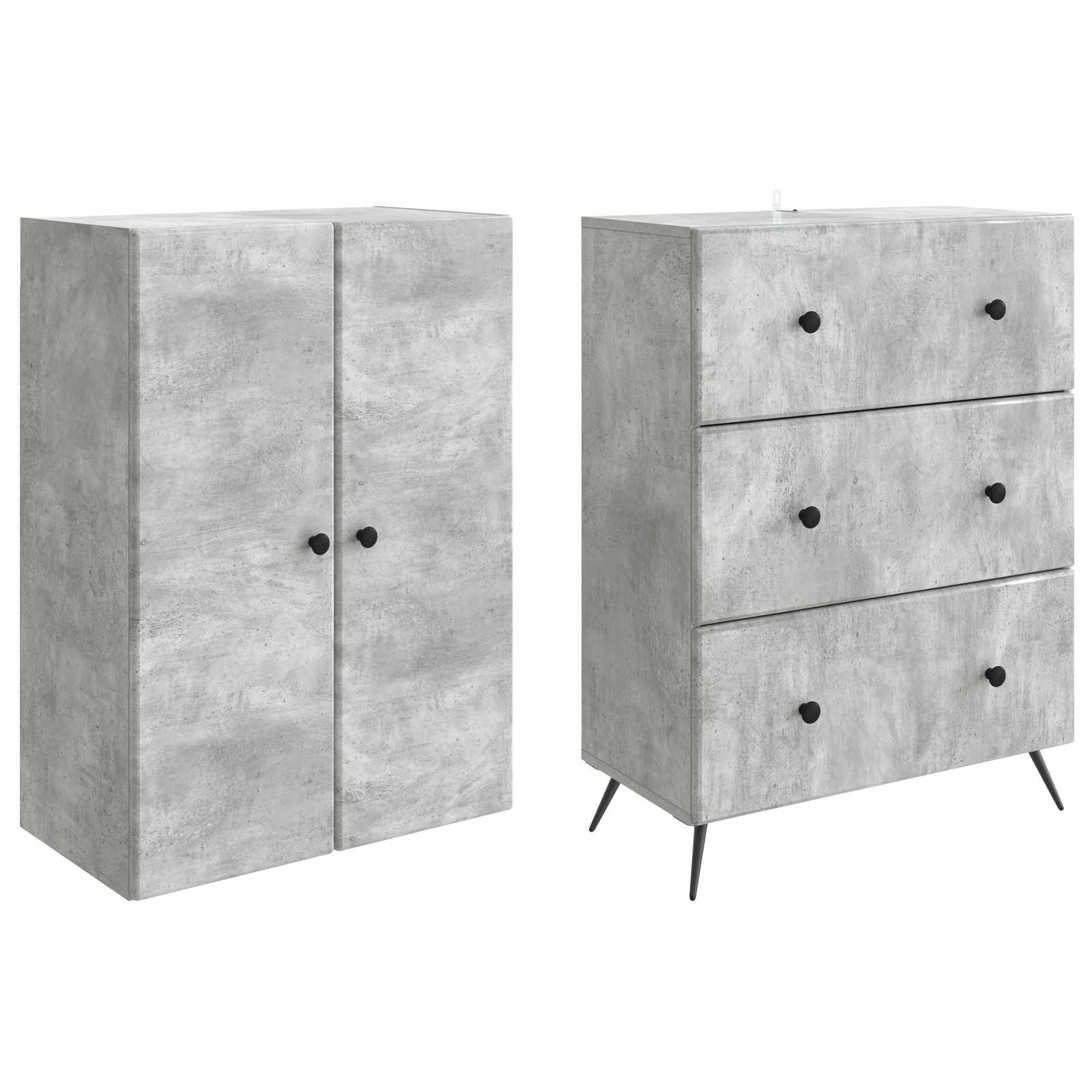 vidaXL Schrankset 2 pcs Betongrau 66 x 34,5 x 90 cm Holzwerkstoff