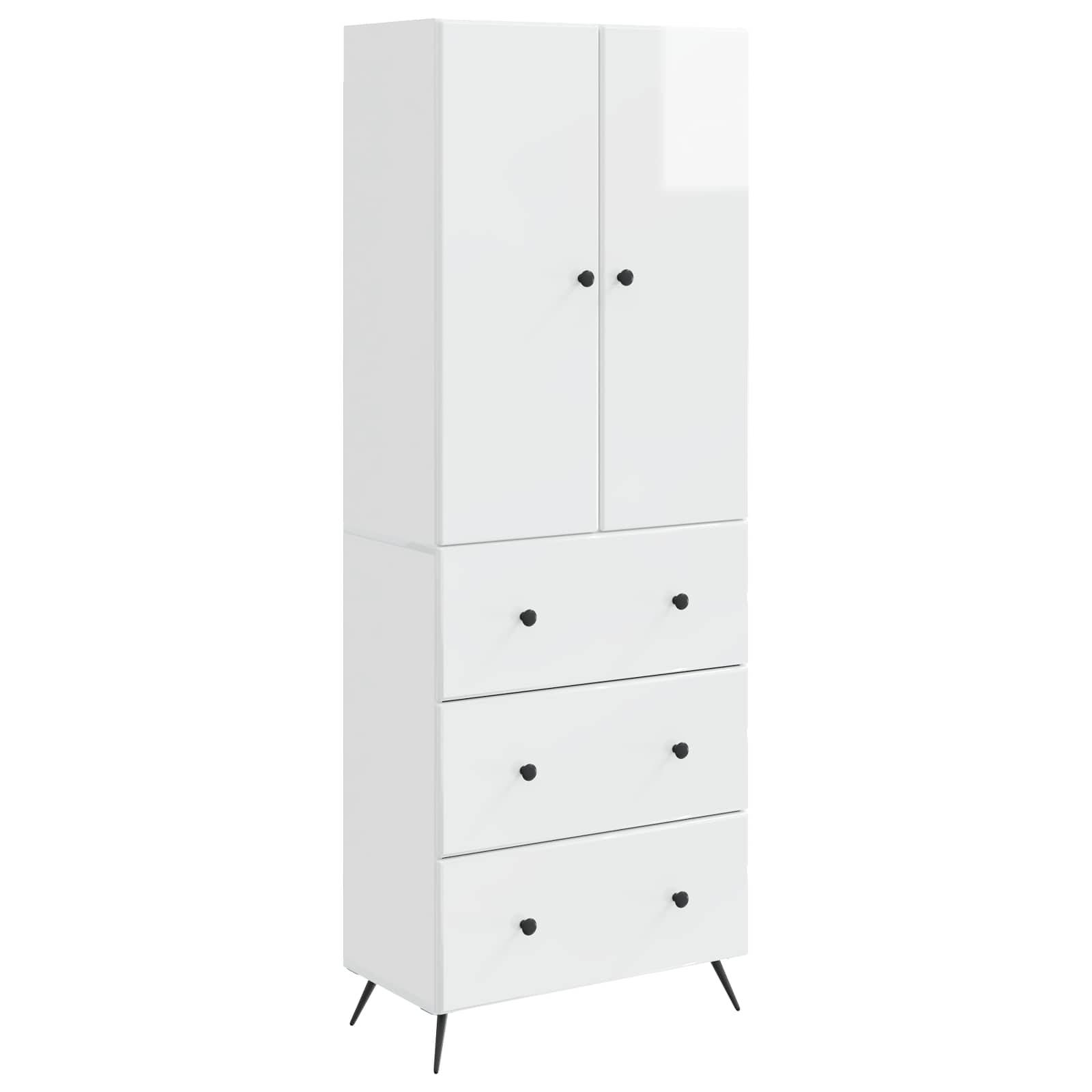 vidaXL Schrankset 2 pcs Hochglanz Weiß 66 x 34,5 x 90 cm Holzwerkstoff