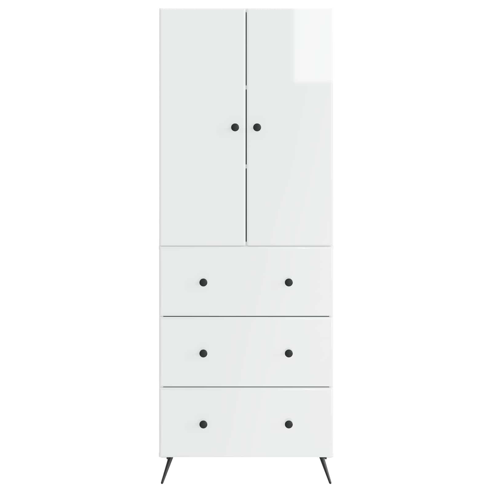 vidaXL Schrankset 2 pcs Hochglanz Weiß 66 x 34,5 x 90 cm Holzwerkstoff