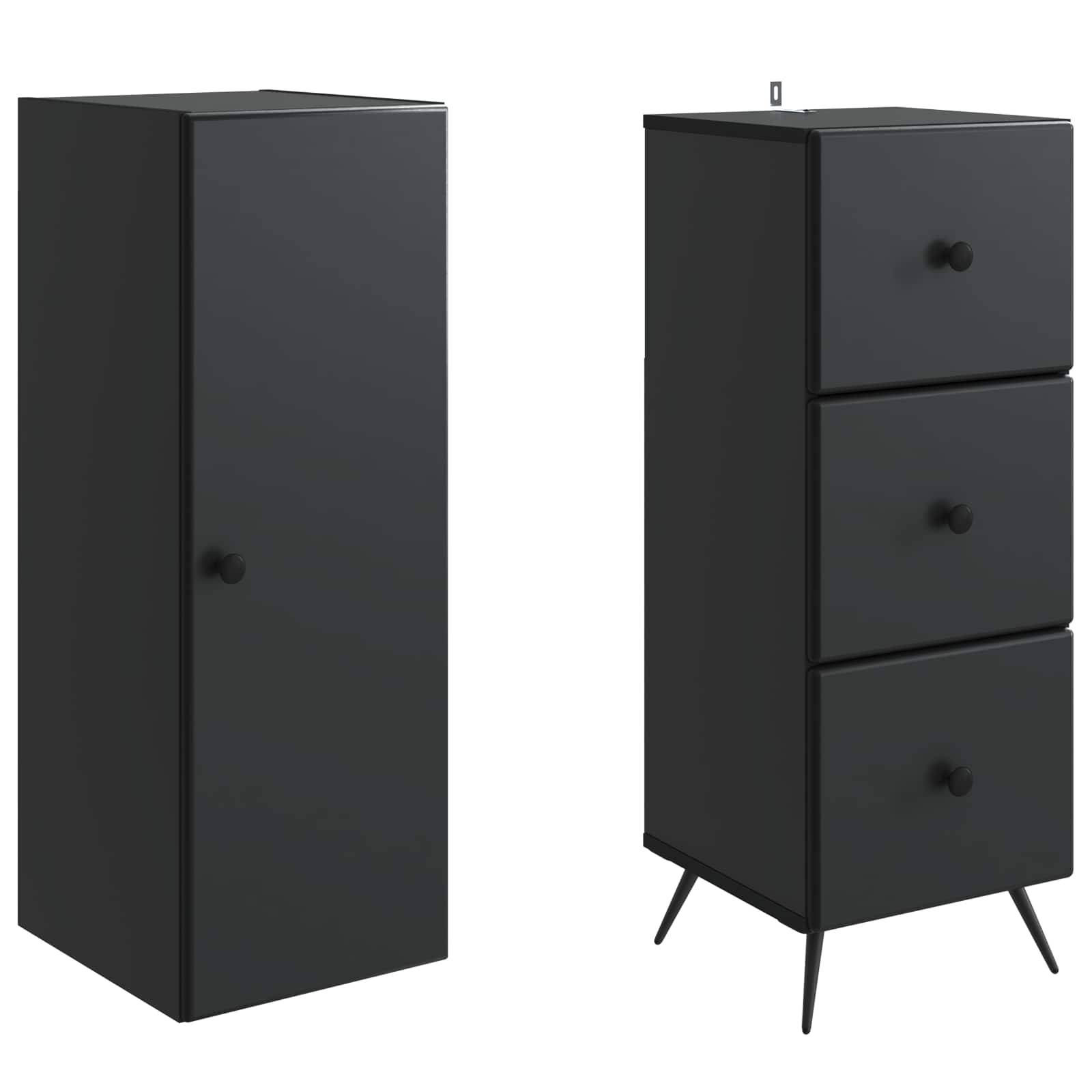 vidaXL Schrankset 2 pcs Schwarz 34,5 x 34,5 x 90 cm Holzwerkstoff