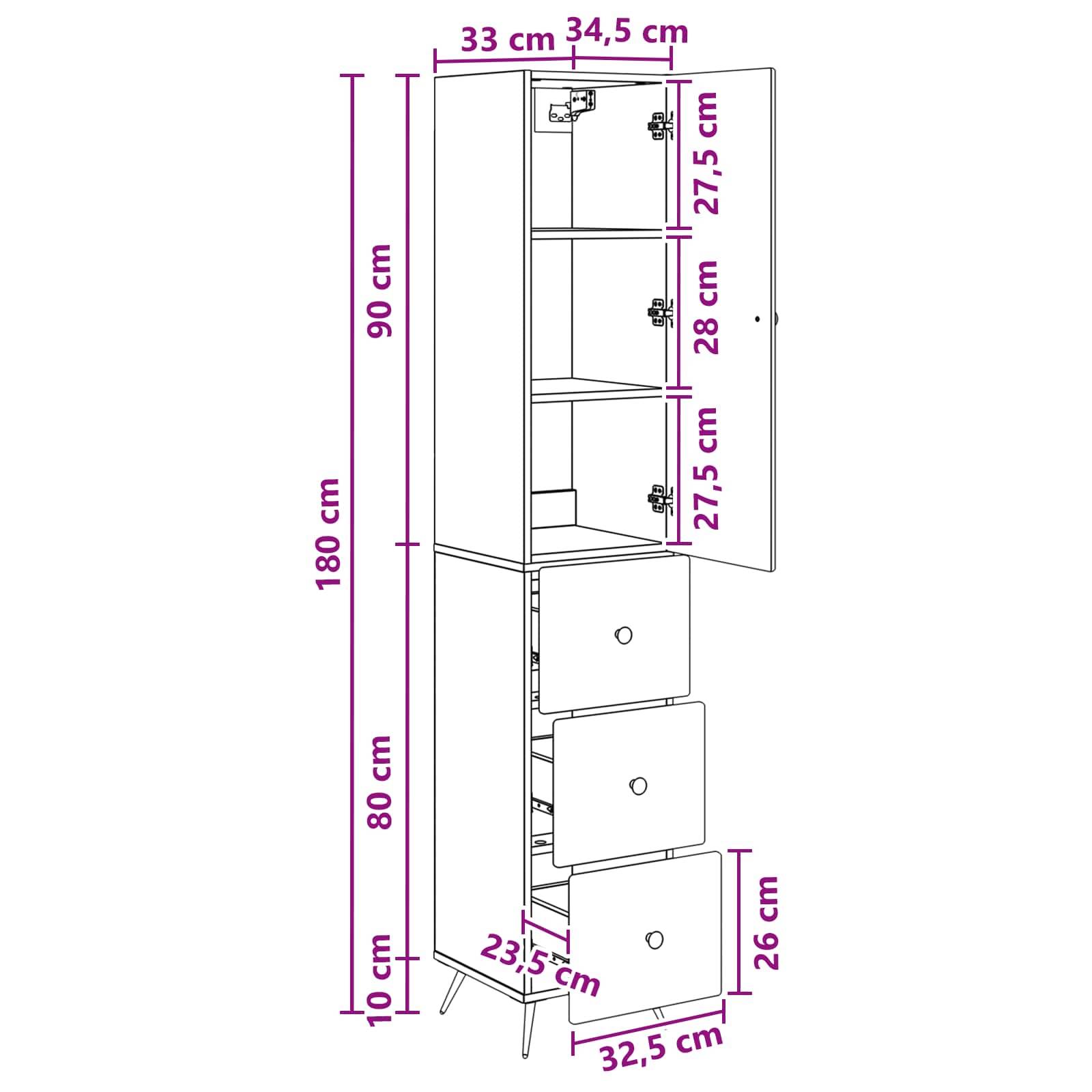 vidaXL Schrankset 2 pcs Schwarz 34,5 x 34,5 x 90 cm Holzwerkstoff