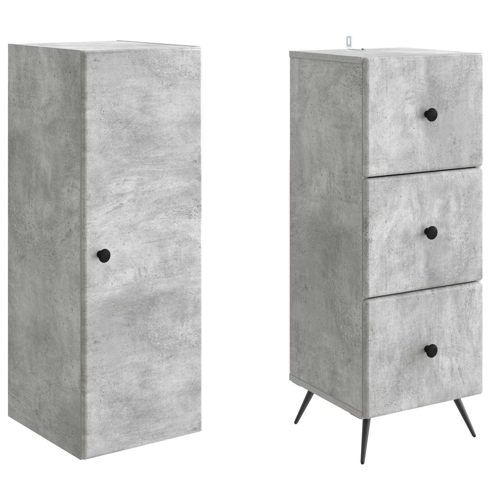 vidaXL Schrankset 2 pcs Betongrau 34,5 x 34,5 x 90 cm Holzwerkstoff