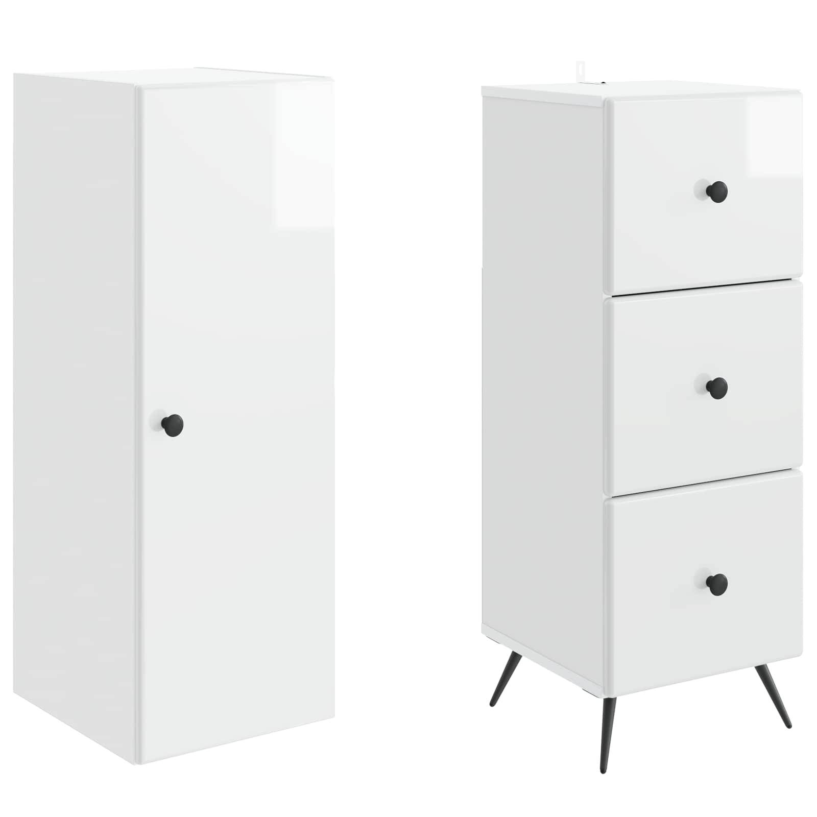 vidaXL Schrankset 2 pcs Hochglanz Weiß 34,5 x 34,5 x 90 cm