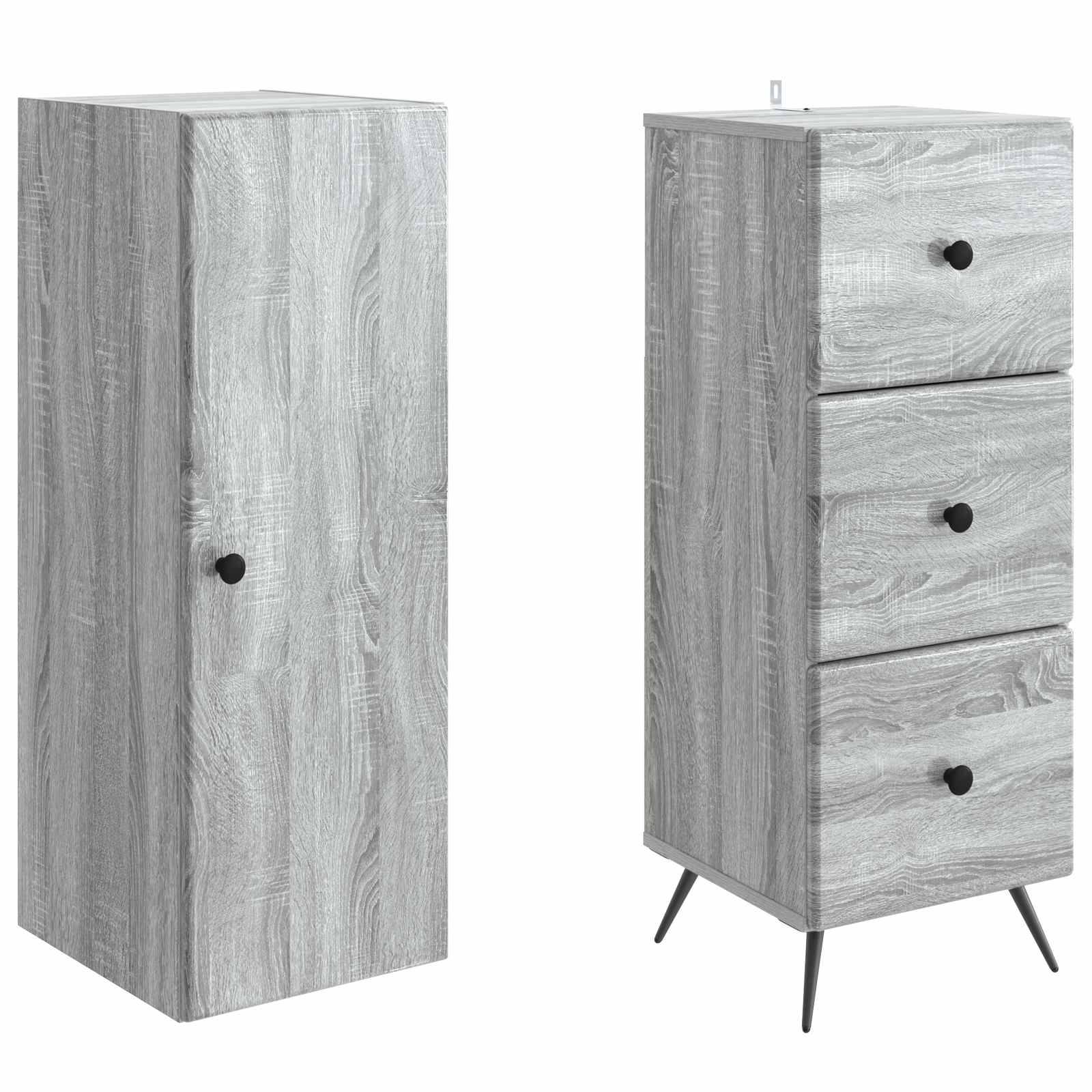 vidaXL Schrankset 2 pcs Grau Sonoma 34,5 x 34,5 x 90 cm Holzwerkstoff