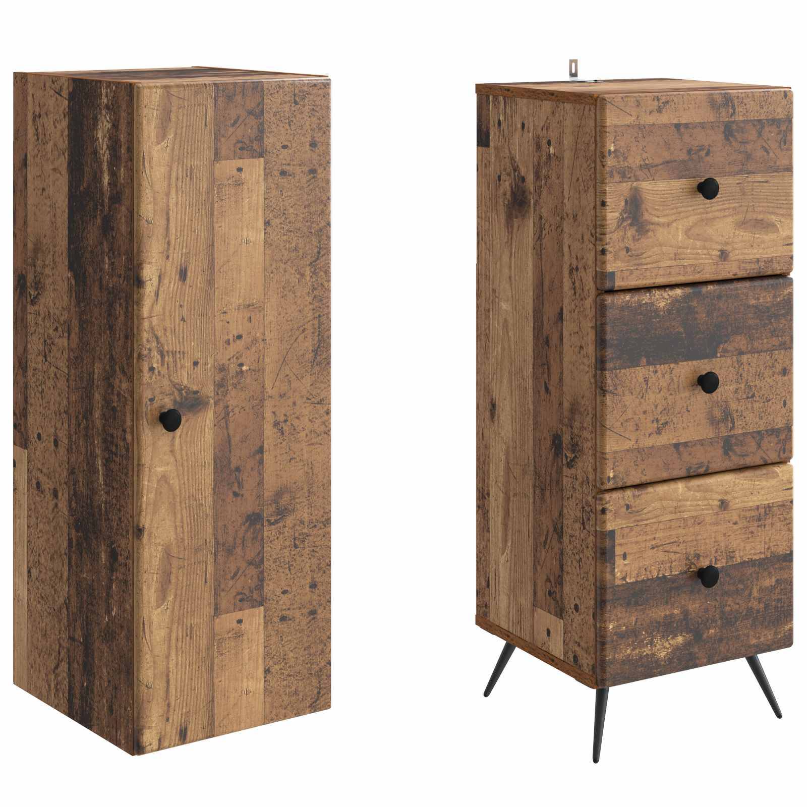 vidaXL Schrankset 2 pcs Altholz 34,5 x 34,5 x 90 cm Holzwerkstoff