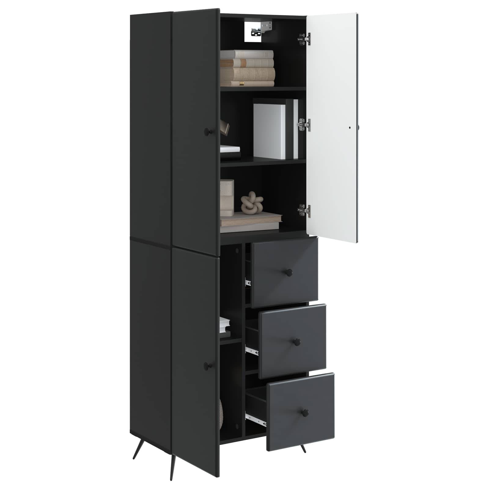 vidaXL Schrankset 2 pcs Schwarz Holzwerkstoff