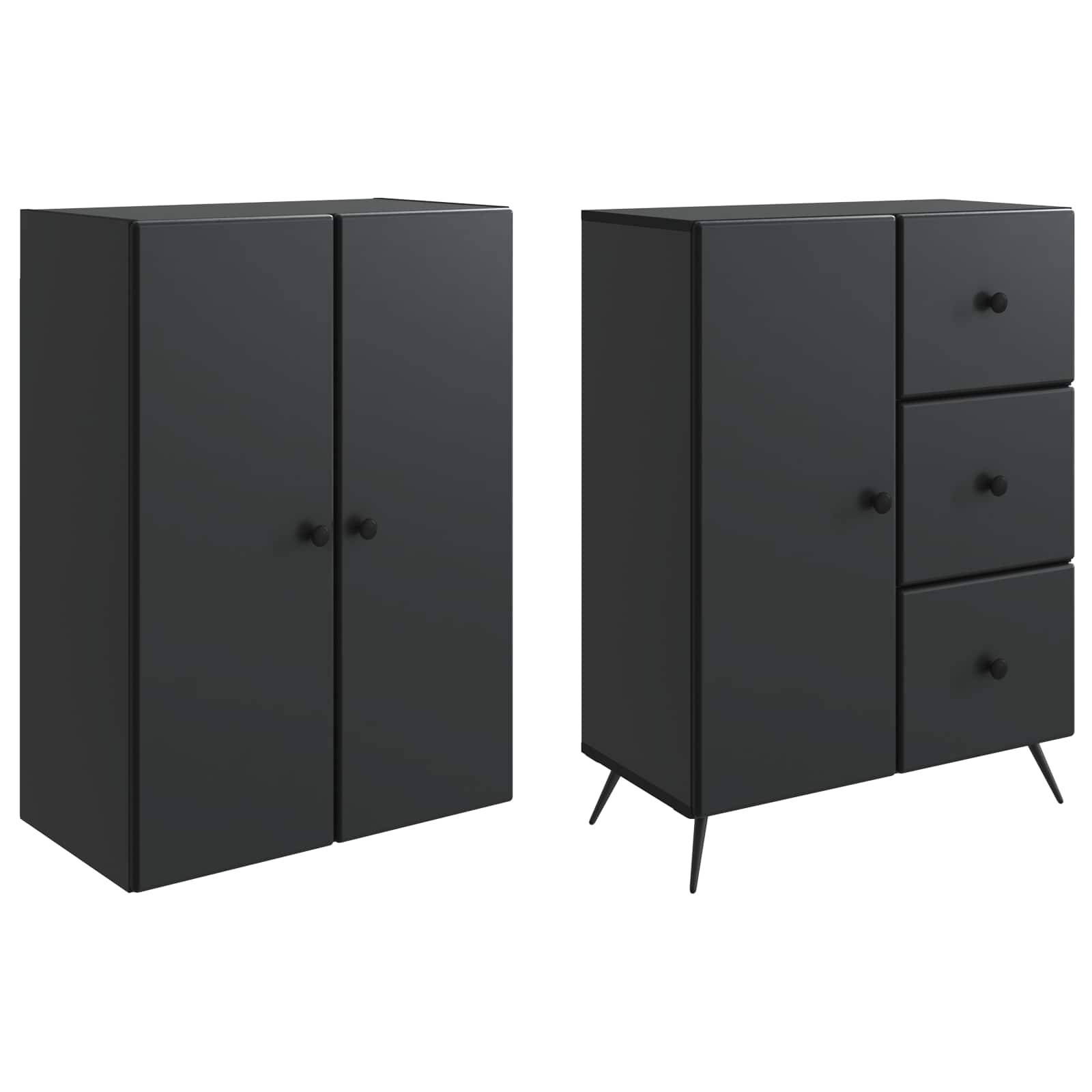 vidaXL Schrankset 2 pcs Schwarz Holzwerkstoff