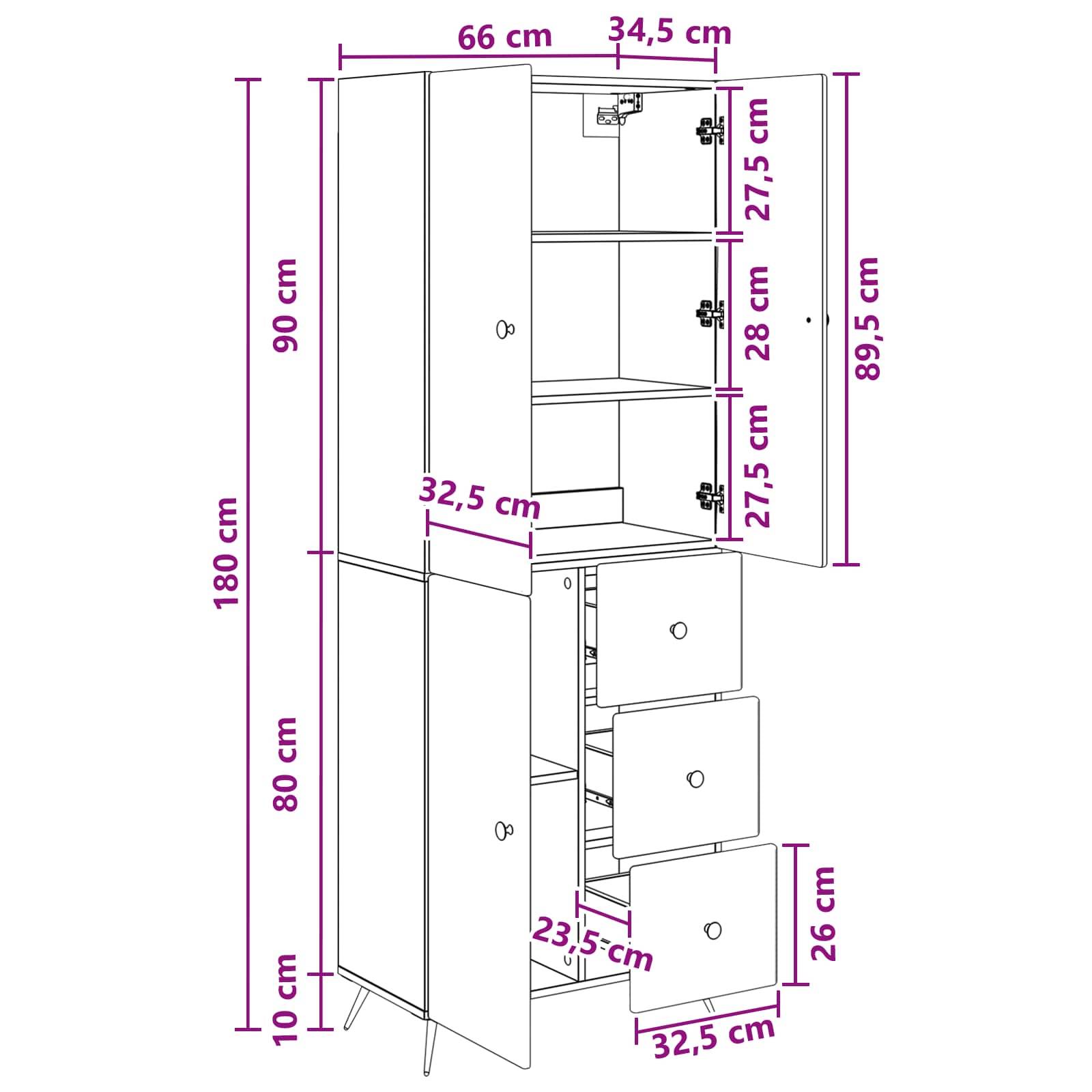 vidaXL Schrankset 2 pcs Grau Sonoma Holzwerkstoff