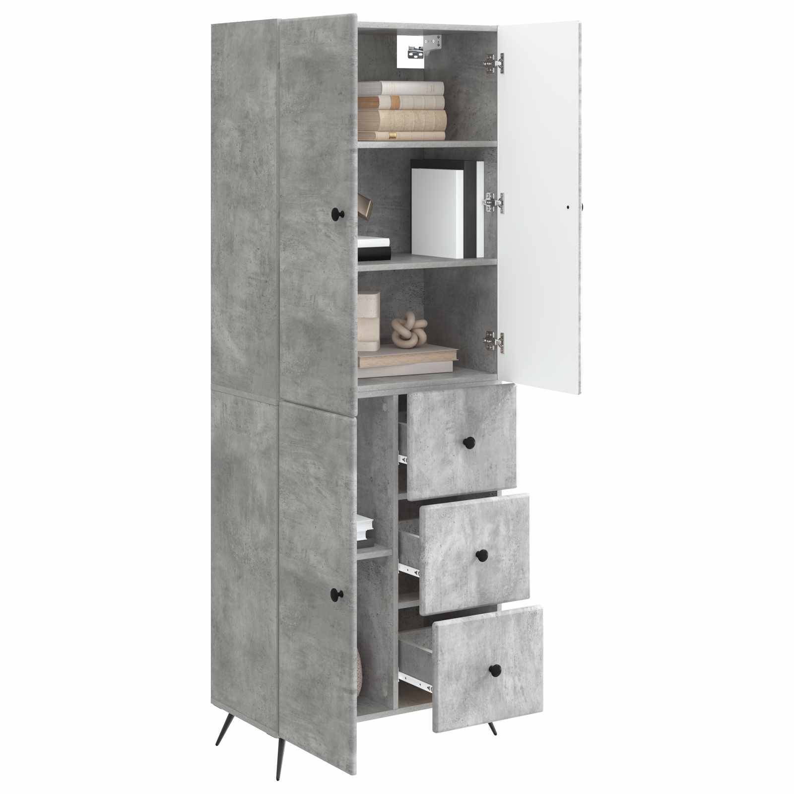 vidaXL Schrankset 2 pcs Betongrau Holzwerkstoff