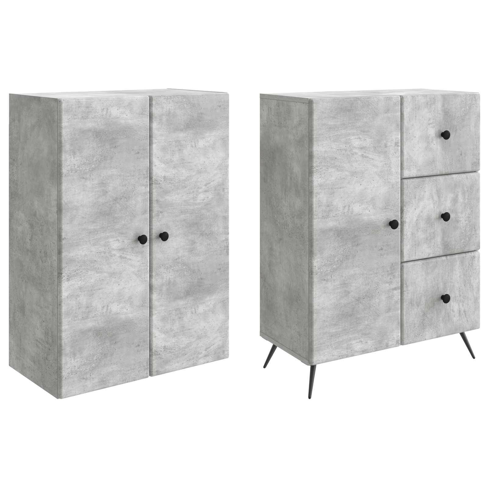 vidaXL Schrankset 2 pcs Betongrau Holzwerkstoff