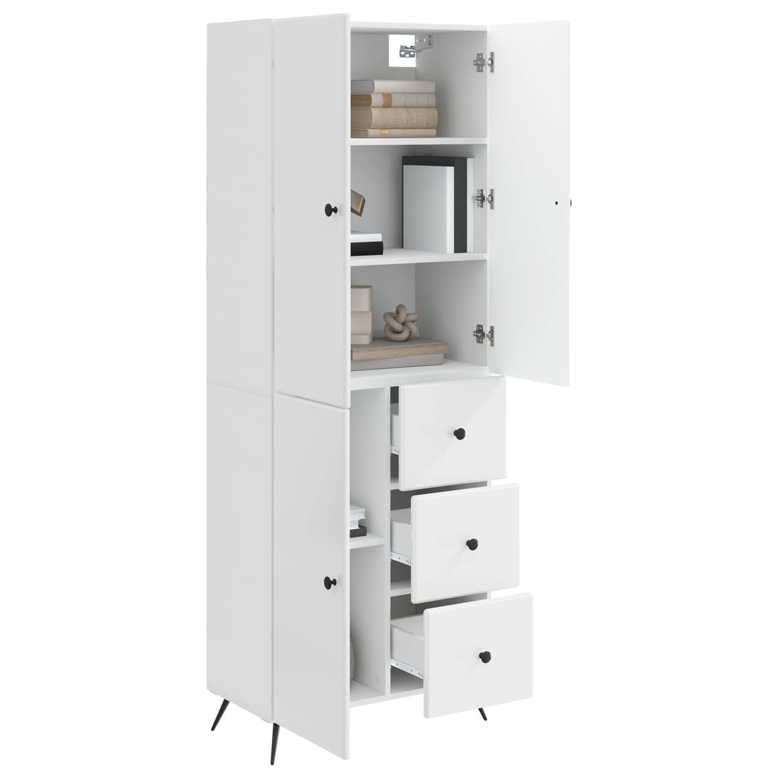 vidaXL Schrankset 2 pcs Hochglanz Weiß Holzwerkstoff