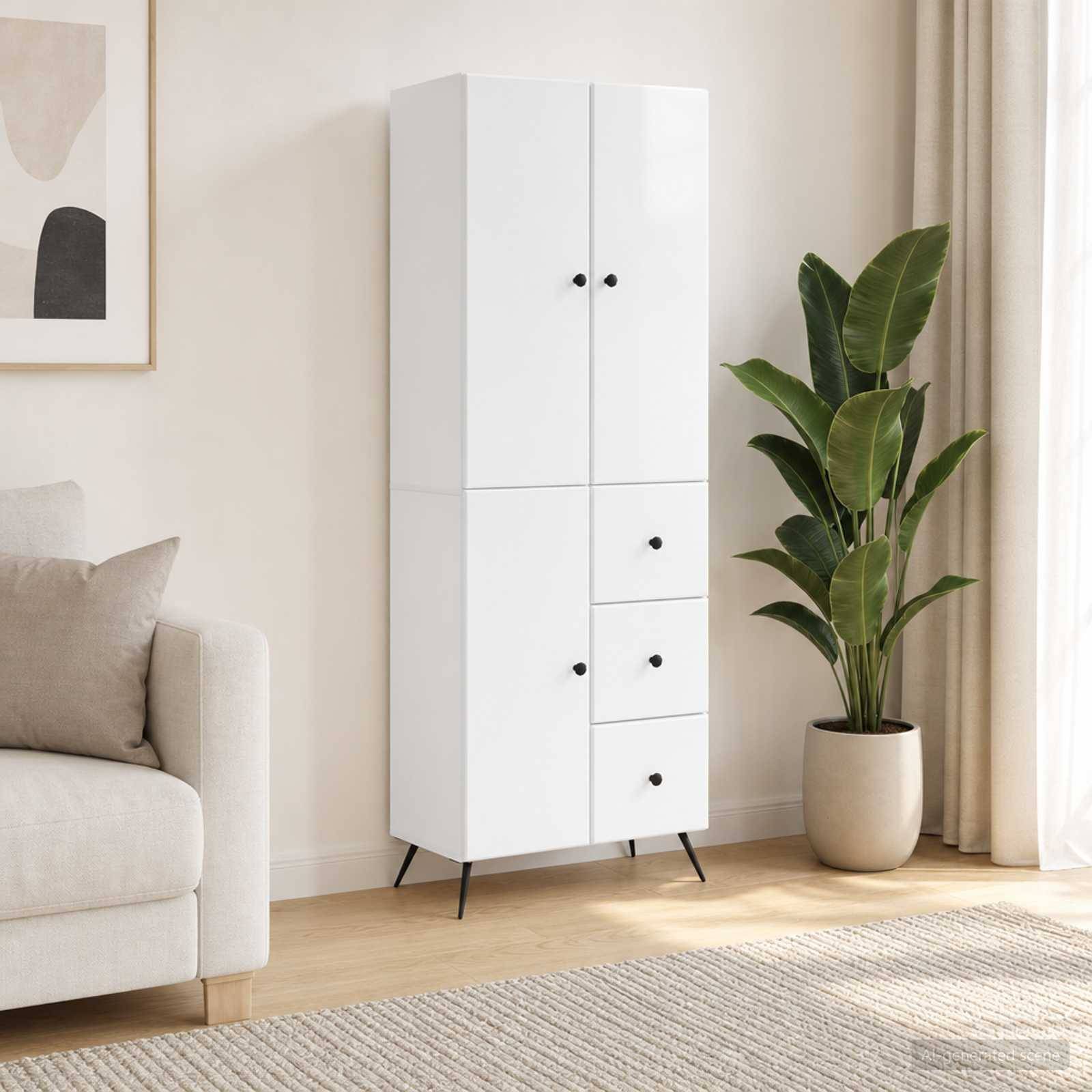 vidaXL Schrankset 2 pcs Hochglanz Weiß Holzwerkstoff
