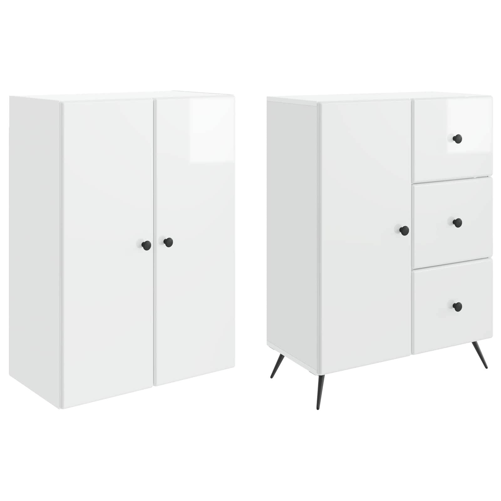 vidaXL Schrankset 2 pcs Hochglanz Weiß Holzwerkstoff
