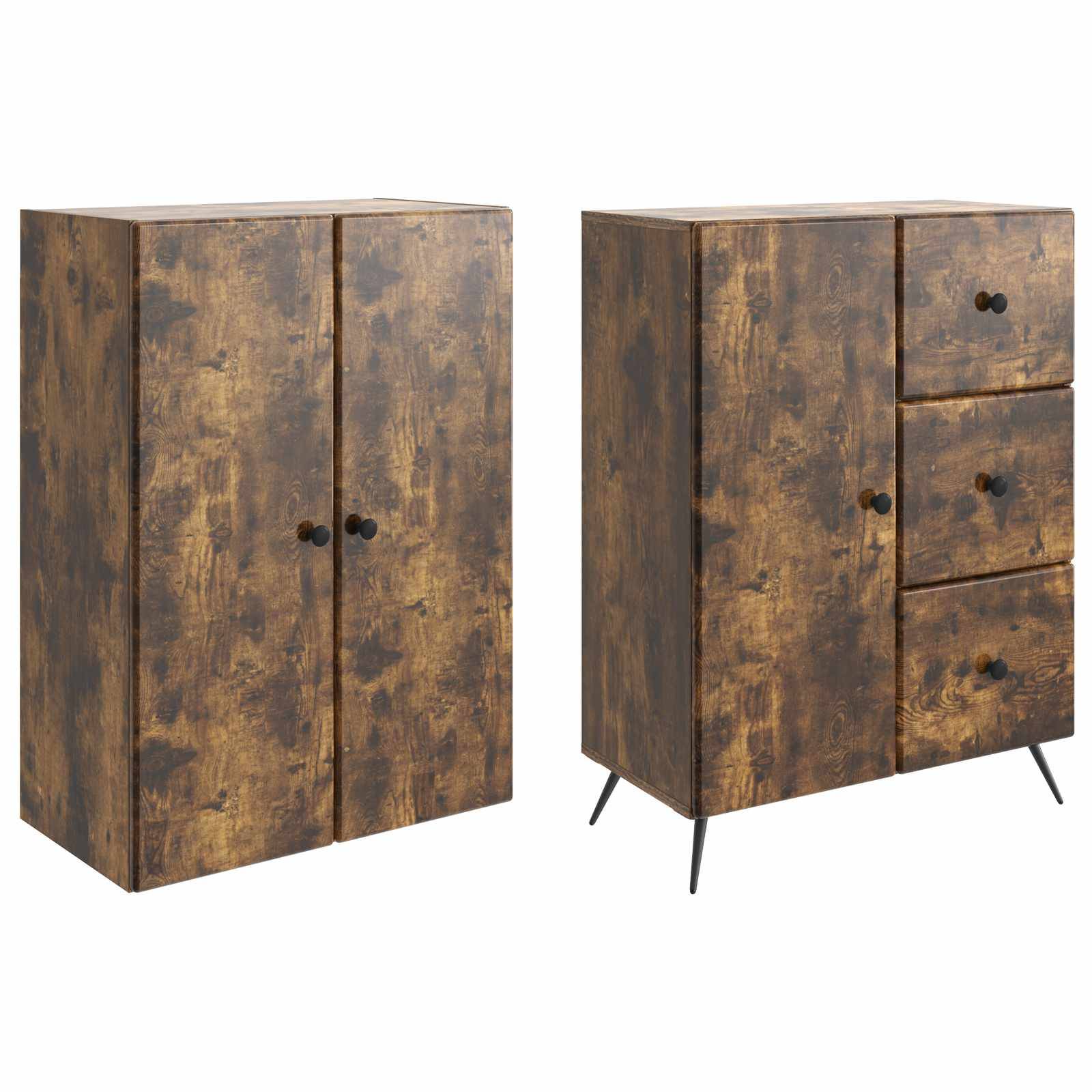 vidaXL Schrankset 2 pcs Geräucherte Eiche Holzwerkstoff