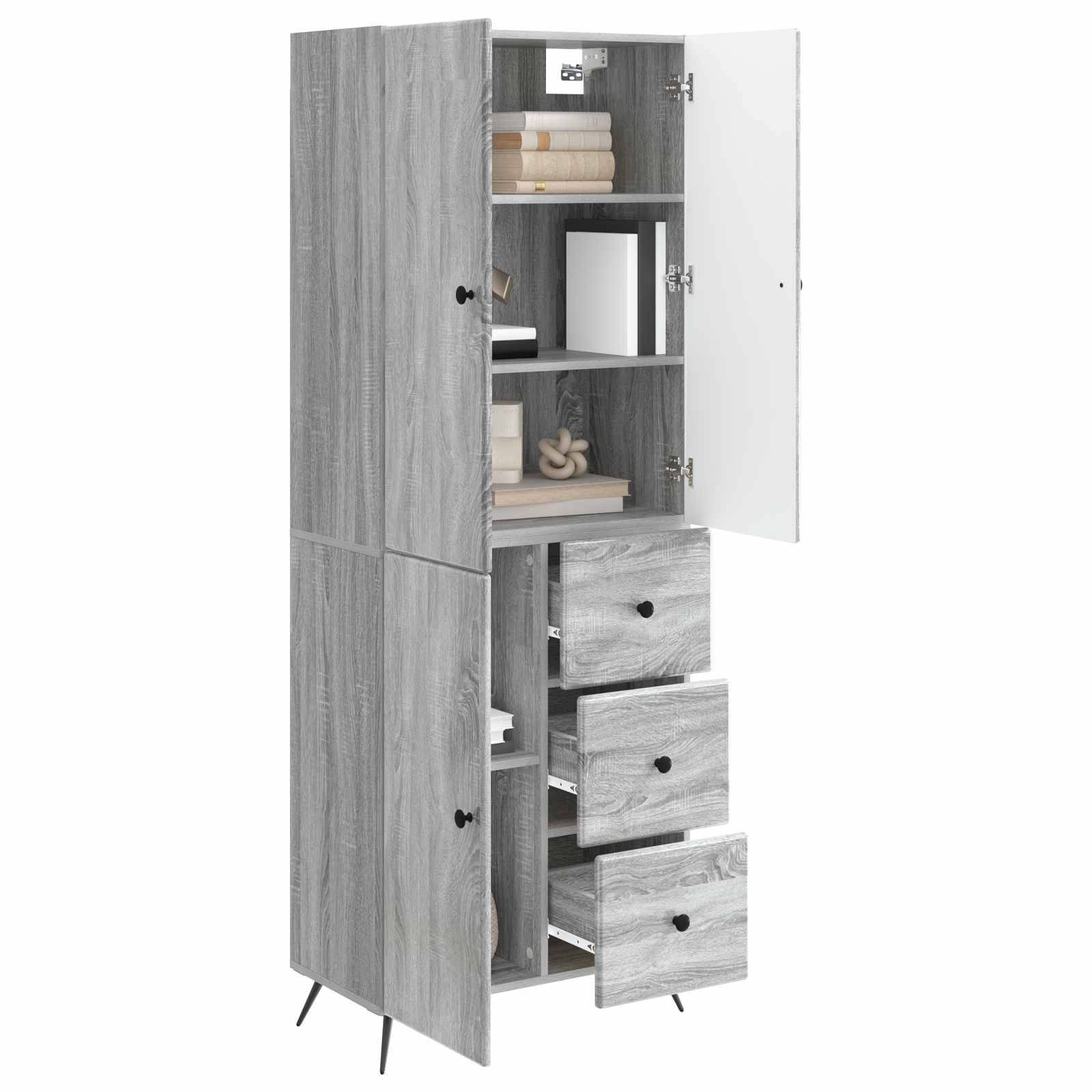 vidaXL Schrankset 2 pcs Grau Sonoma Holzwerkstoff