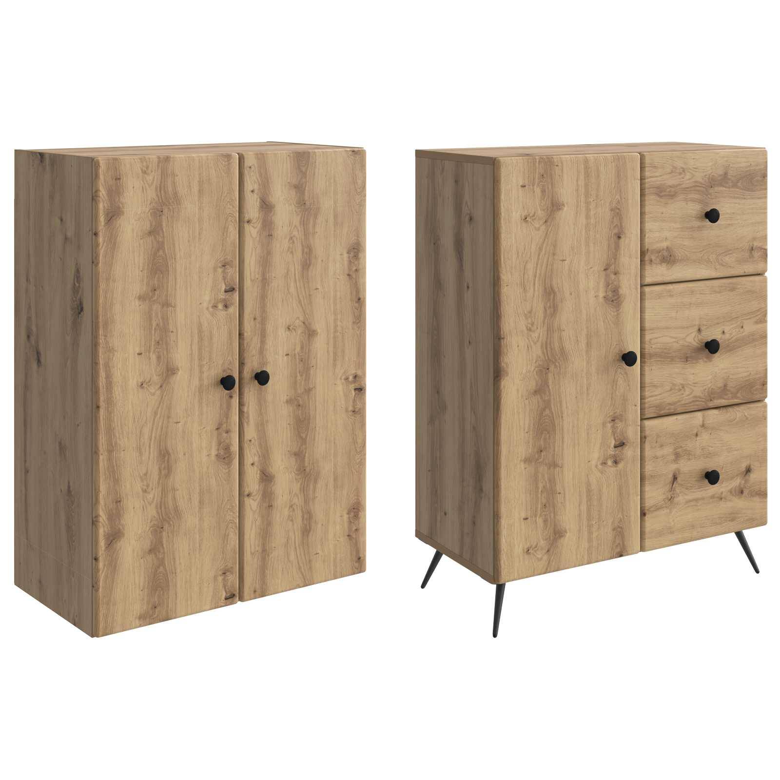 vidaXL Schrankset 2 Stk. Artisan-Eiche Holzwerkstoff