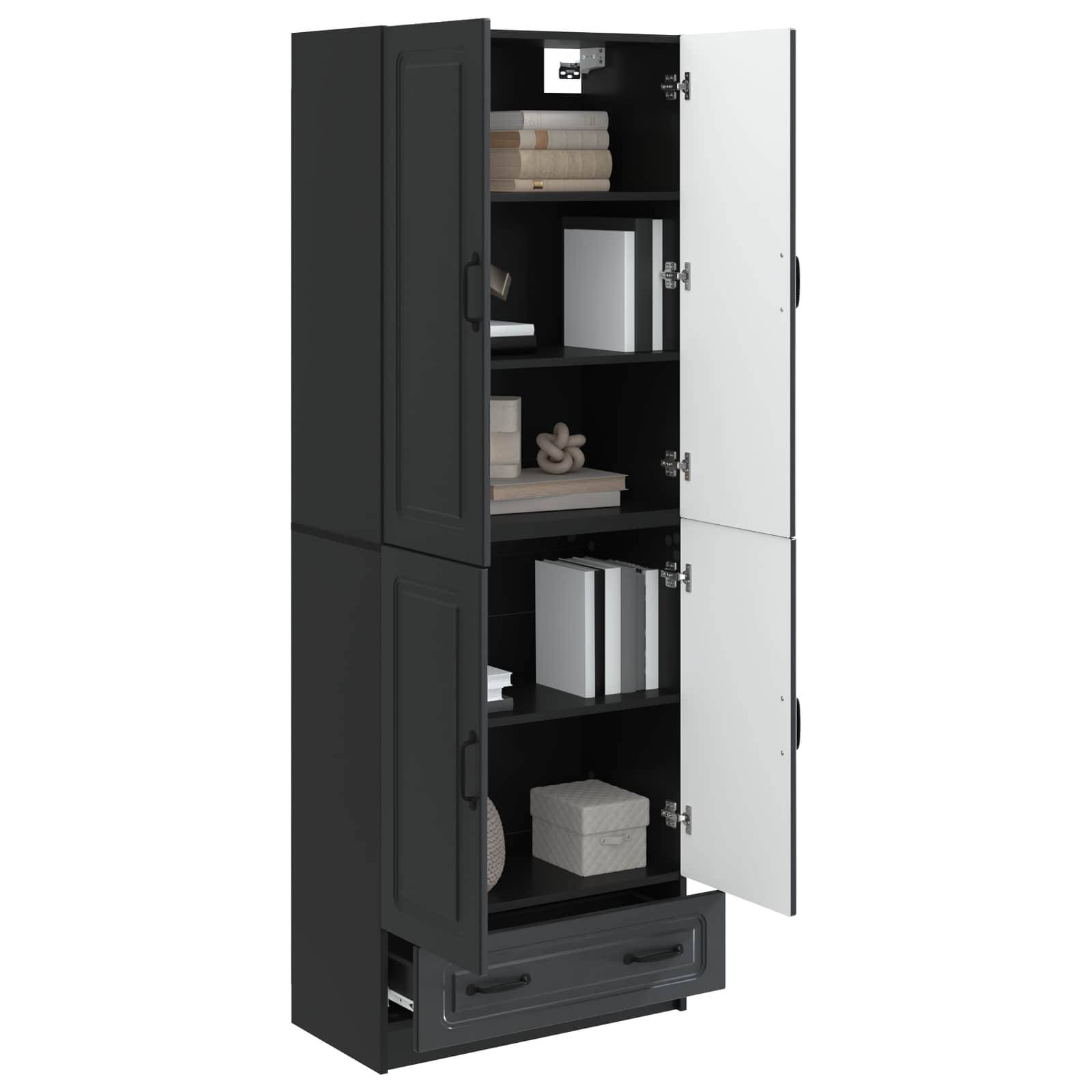 vidaXL Schrankset 2 pcs Schwarz Holzwerkstoff