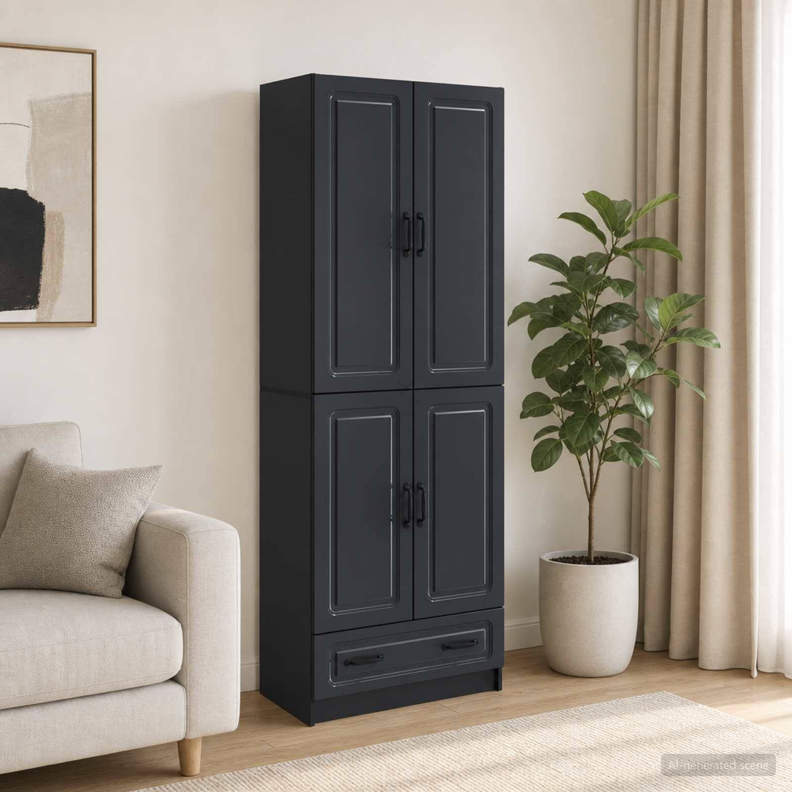 vidaXL Schrankset 2 pcs Schwarz Holzwerkstoff